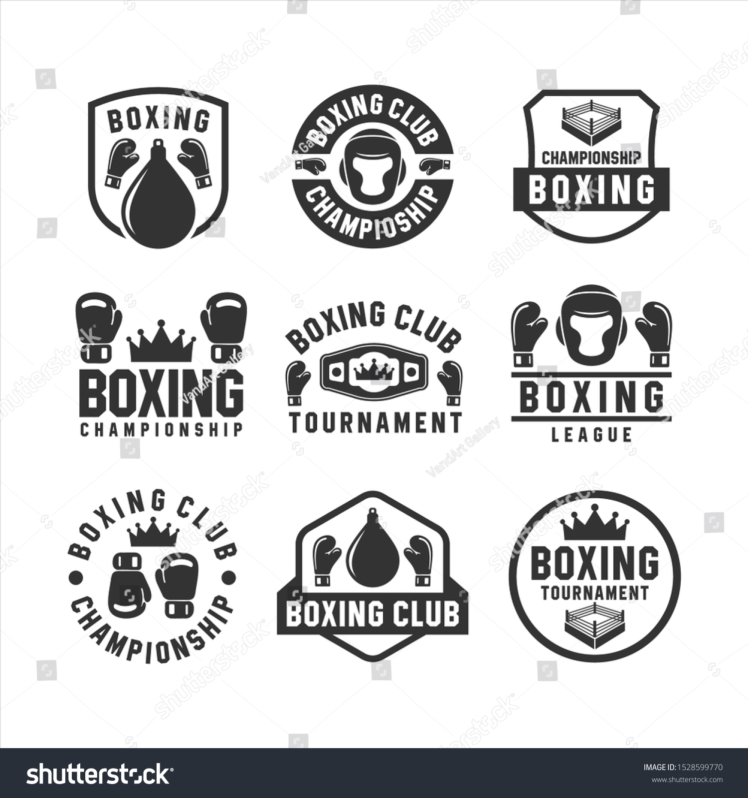 Boxing Club Tournament Logos Collections Stock Vector (Royalty Free ...