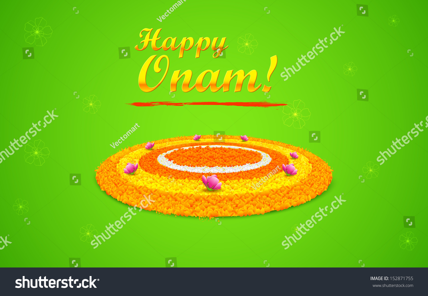 Illustration Flower Rangoli Decoration Onam Stock Vector (Royalty Free ...