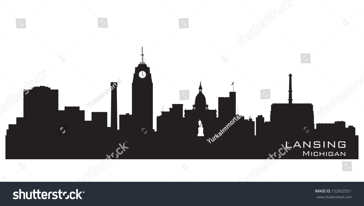 Lansing Michigan Skyline Detailed Vector Silhouette Stock Vector ...