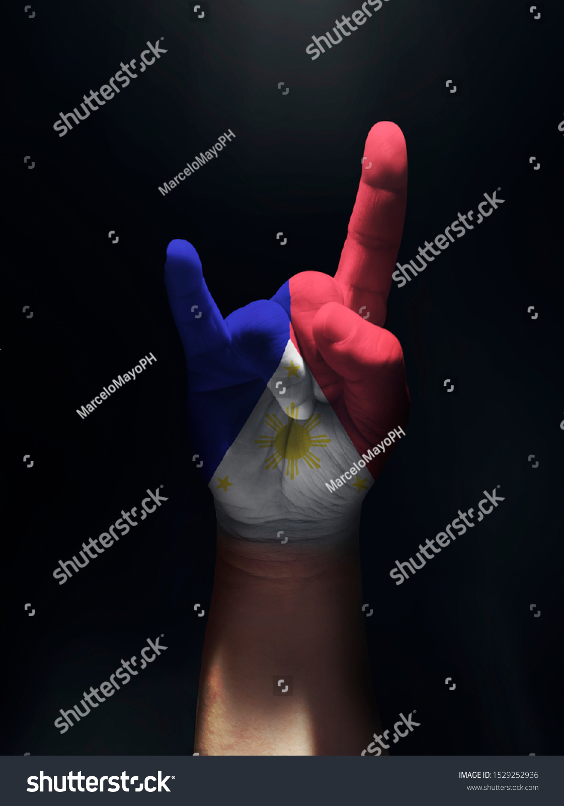 Rock Roll Hand Painted Philippine Flag Stock Photo 1529252936 ...