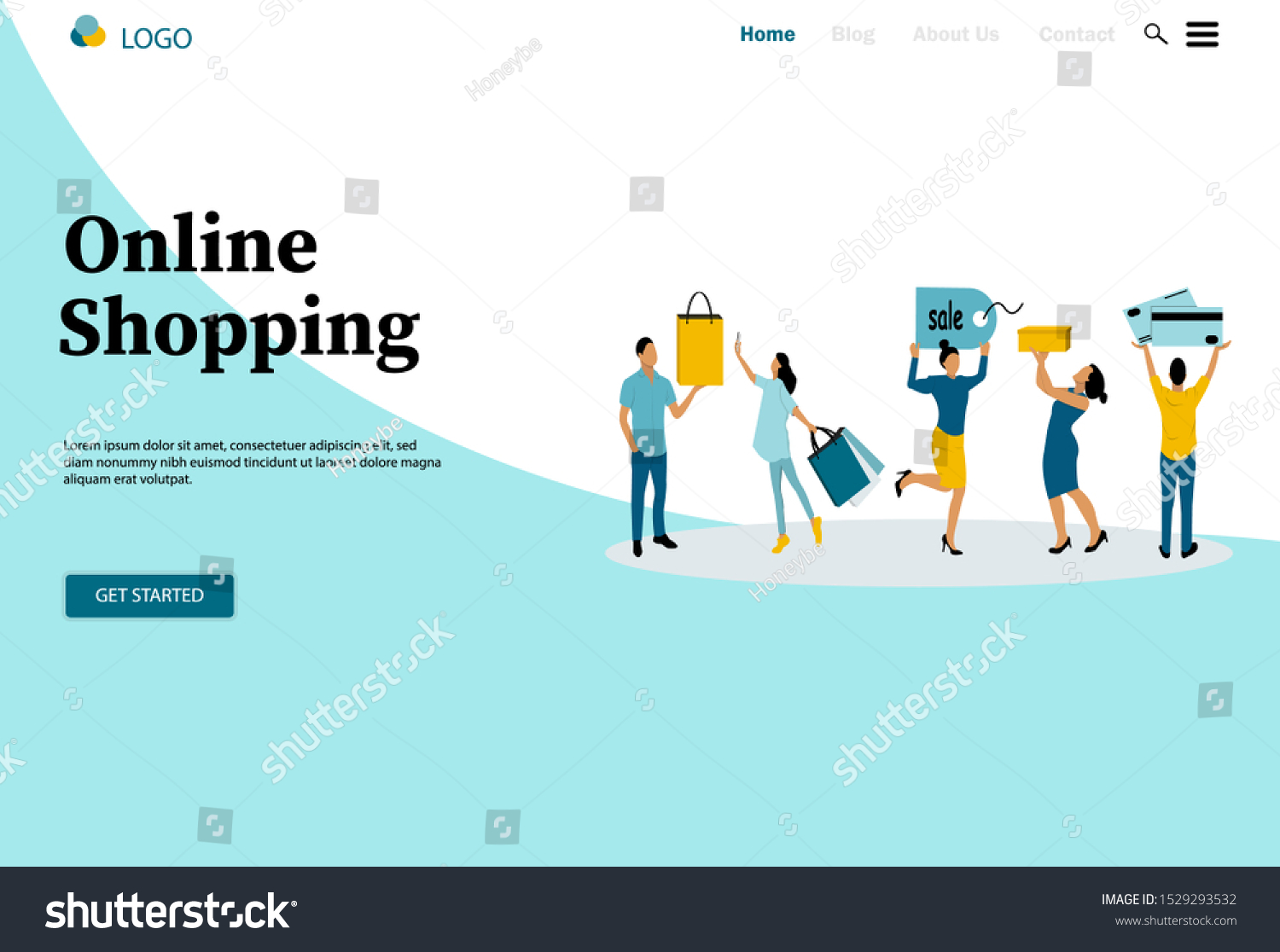 Landing Page Tamplate Online Shopping Sale Stock Vector (Royalty Free ...