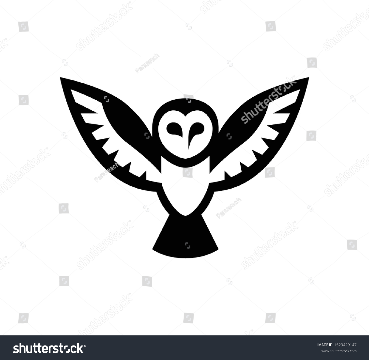 Minimal Flying Barn Owl Logo Stock Vector (Royalty Free) 1529429147 ...