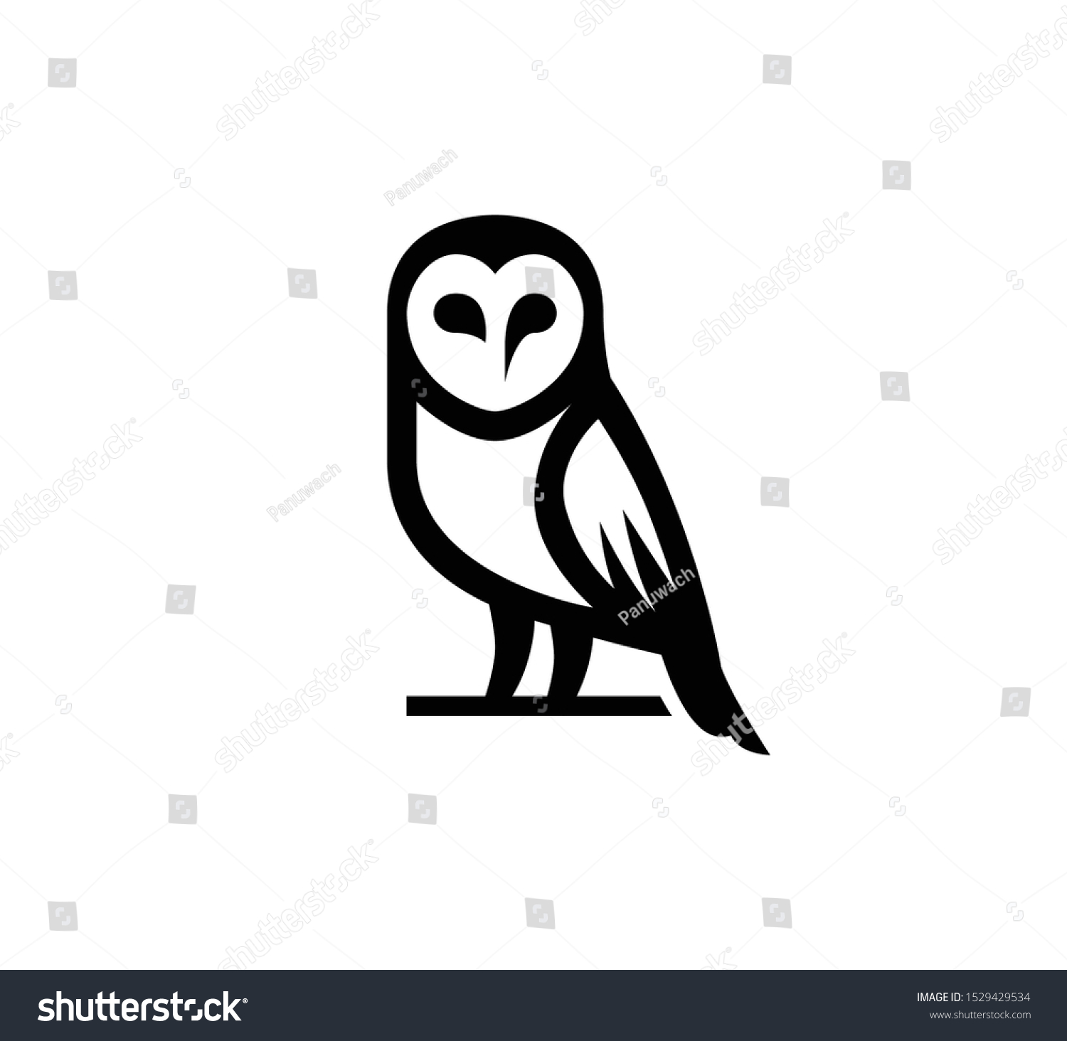 Minimal Barn Owl Linear Logo Stock Vector (Royalty Free) 1529429534 ...