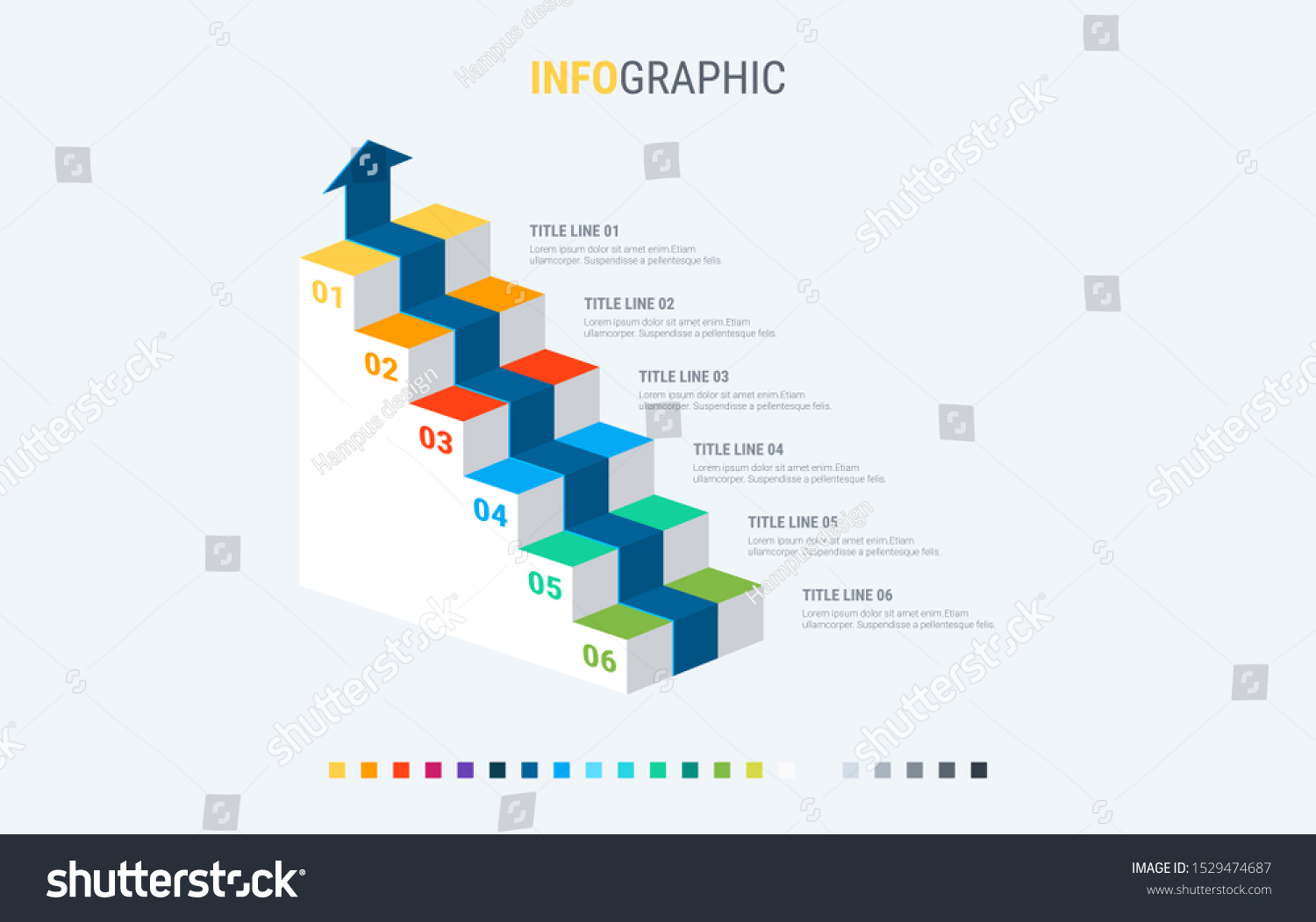 Colorful Diagram Infographic Template Timeline 6 Stock Vector (Royalty ...