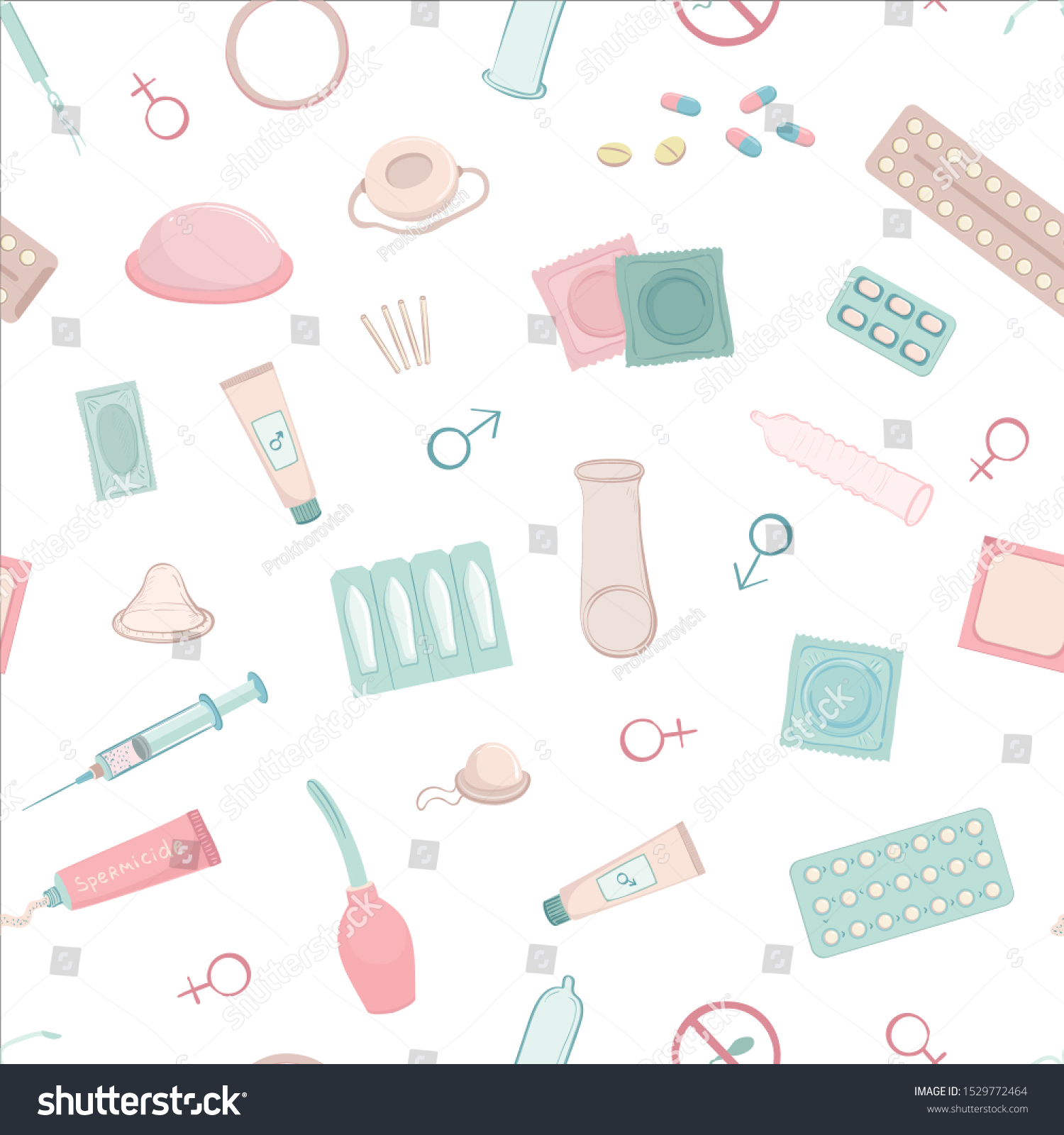 Vector Seamless Pattern Various Contraceptives On Stock Vector (Royalty ...