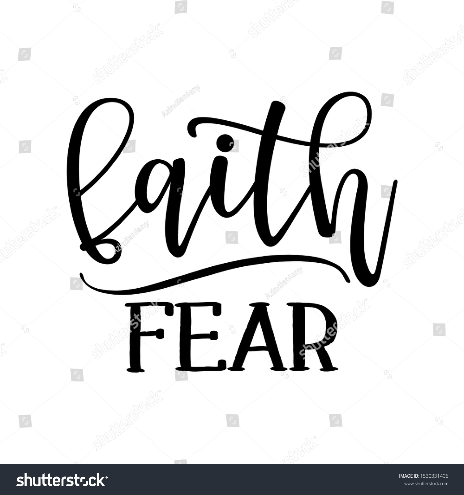 Faith Over Fear Tattoo Lovely Lettering Stok Vektör (Telifsiz) 1530331406 S...