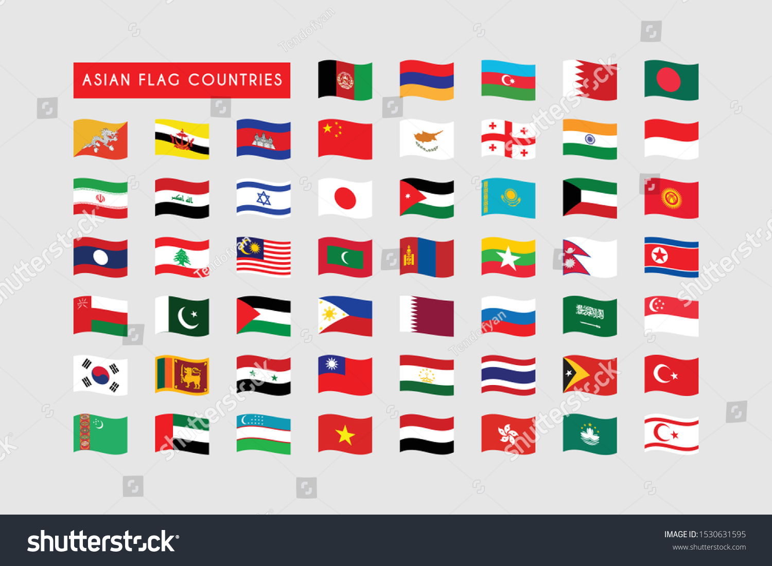 Waves Flag Asian Country All Set Stock Vector (Royalty Free) 1530631595 ...