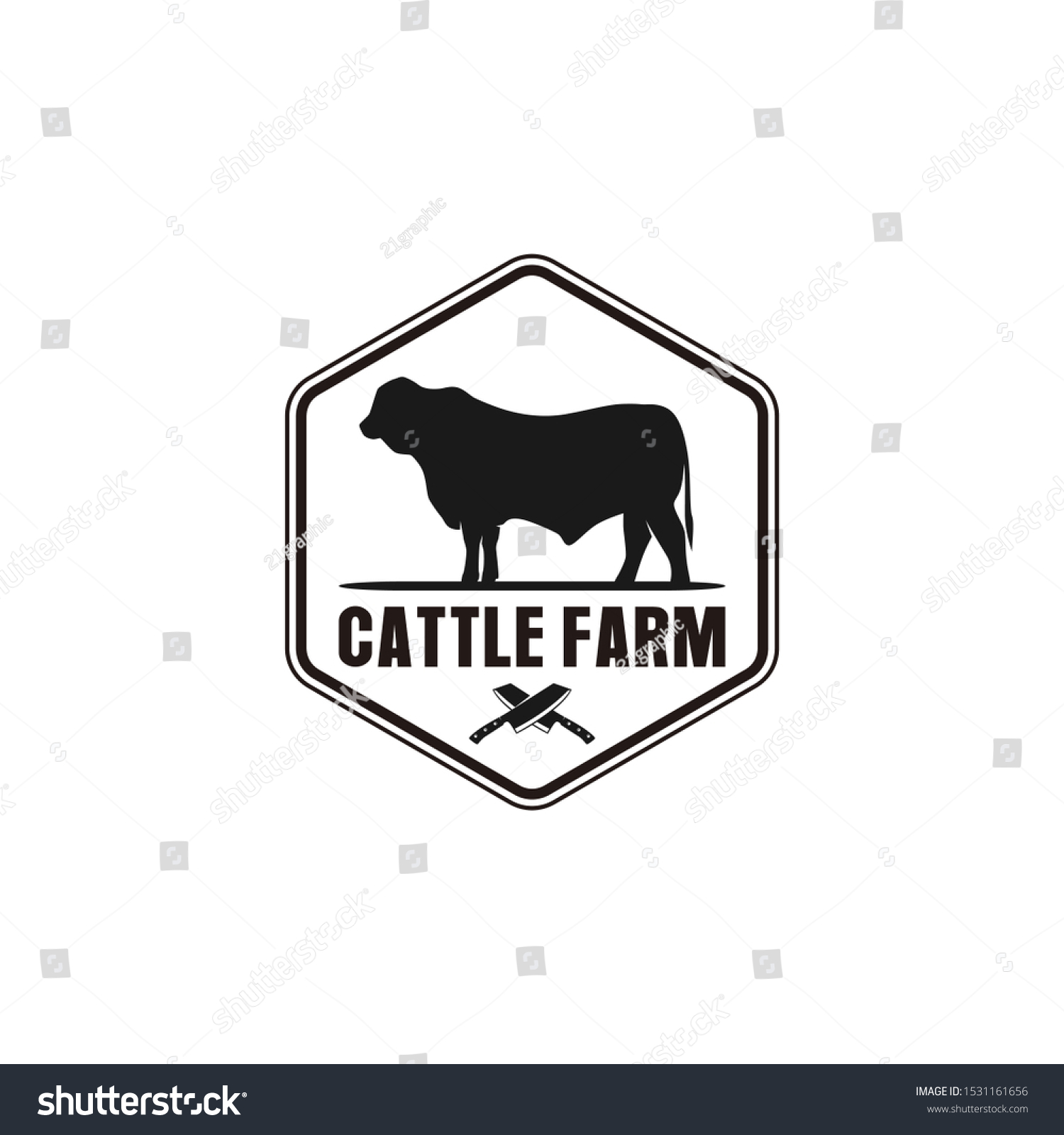 Cattle Farm Logo Design Angus Cow Stock Vector (Royalty Free ...