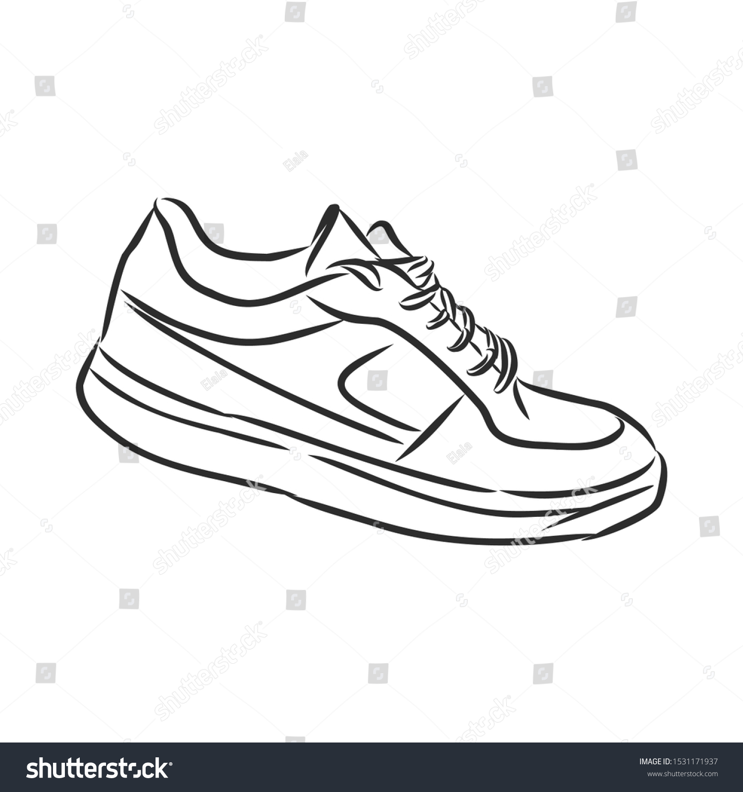 Sneaker Sketch Contour Vector Illustration Stock Vector (Royalty Free ...