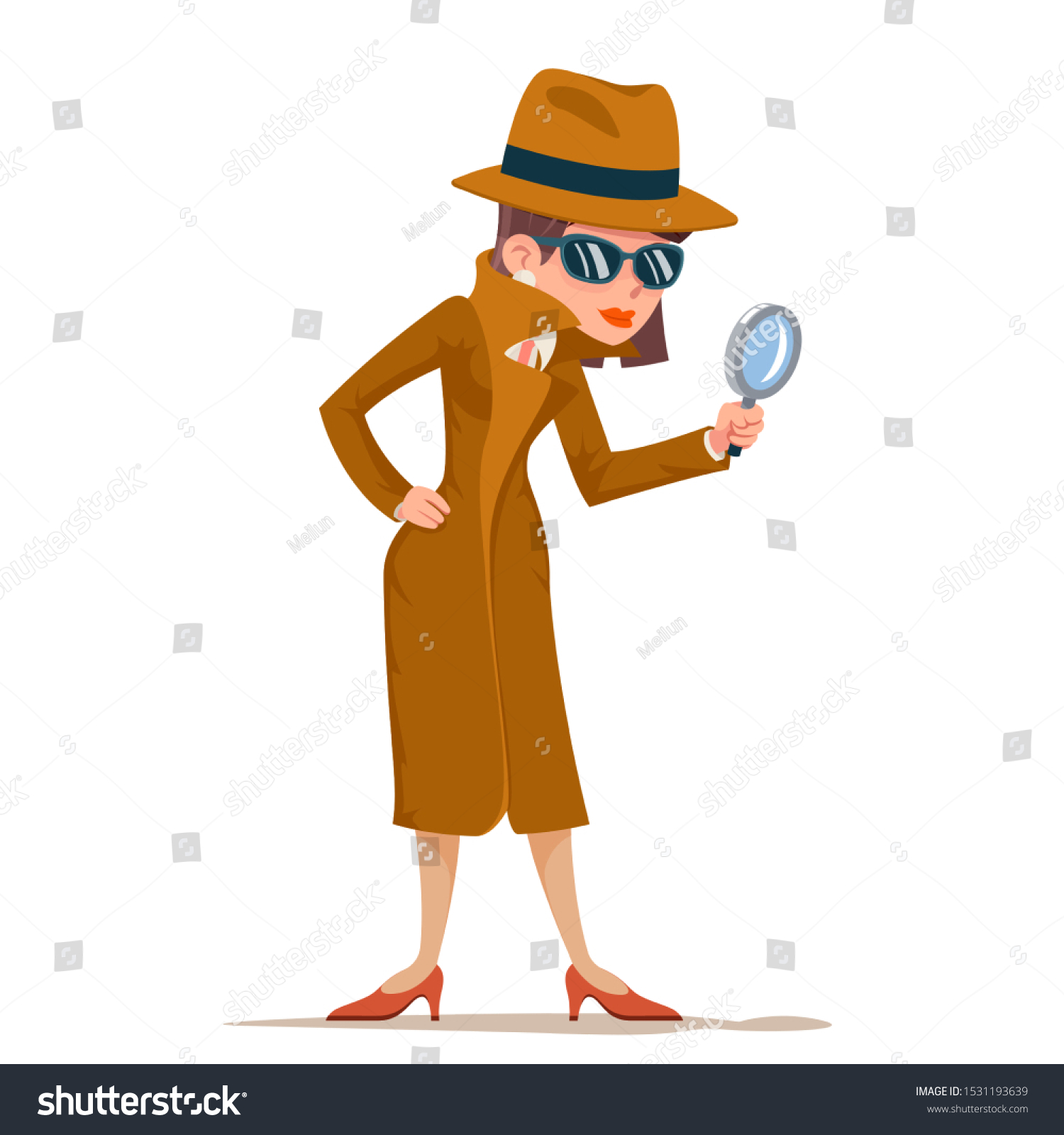 Женщина детектив с лупой