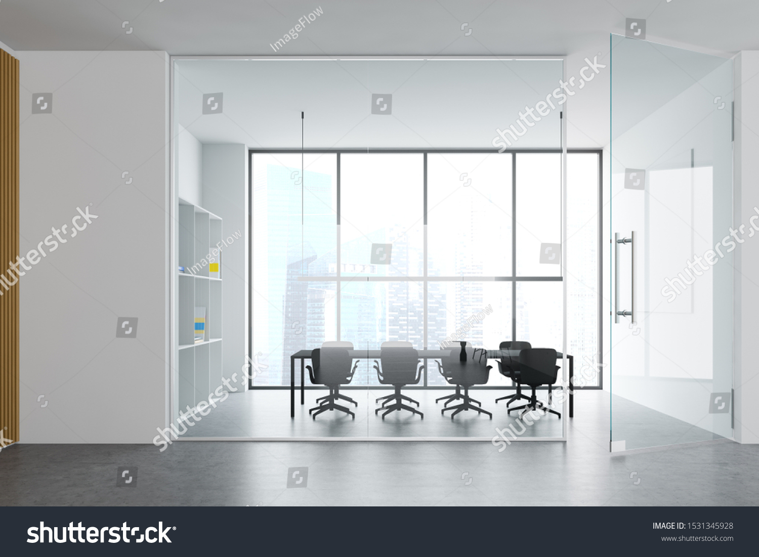 Stylish Office Conference Room Interior White Stock Illustration ...