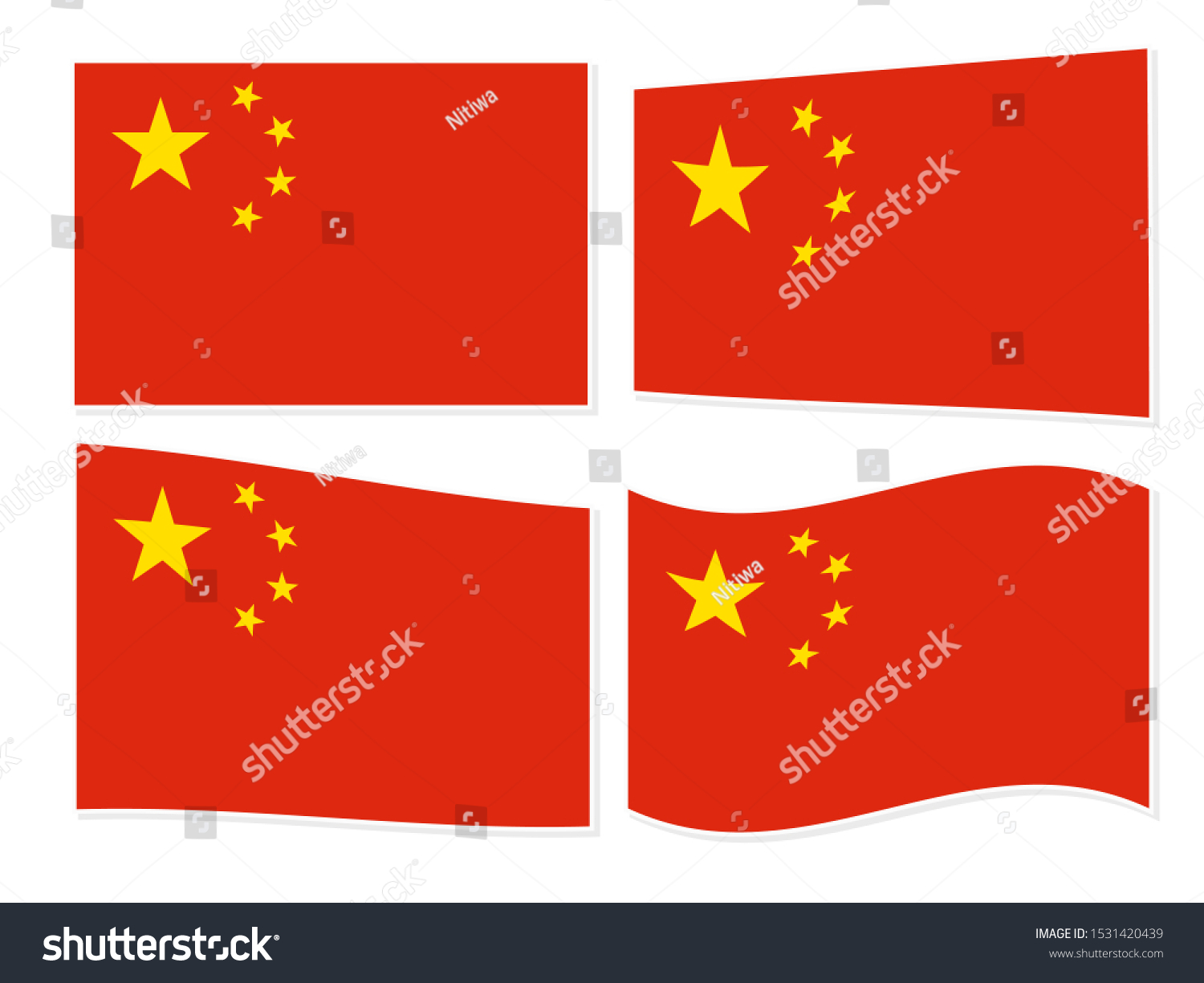 Set Isolated China Chinese Flag Waving Stock Vector (Royalty Free ...