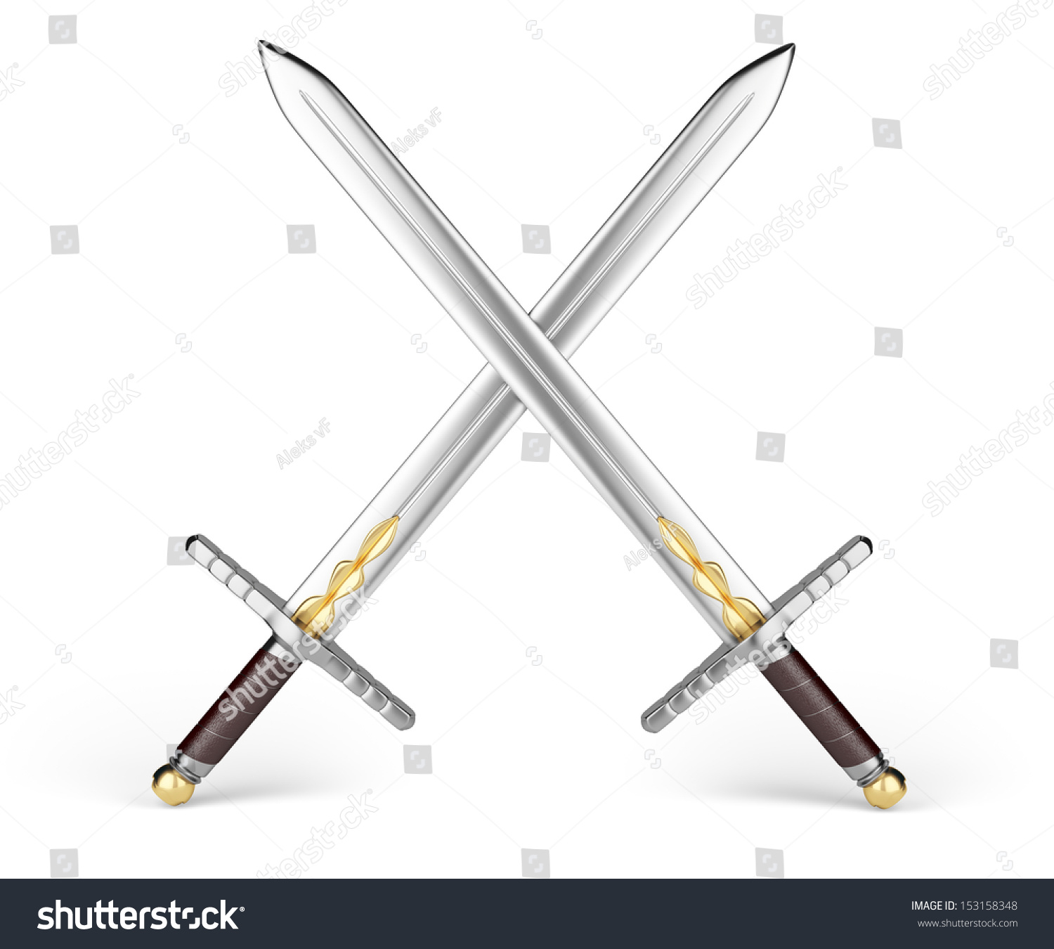 Crossed Swords Isolated On White Background Stock Illustration ...