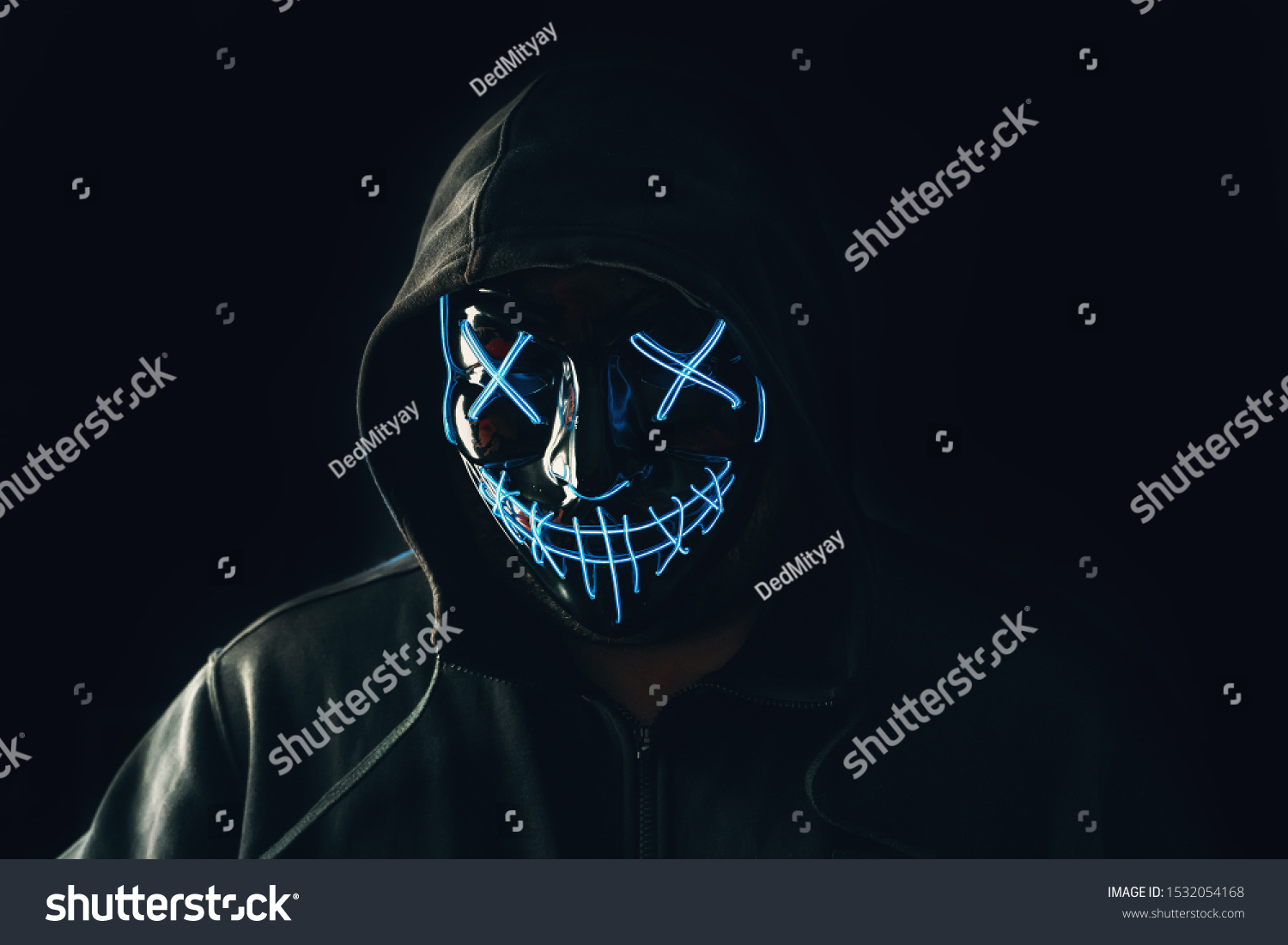 Man Lighting Neon Glow Mask Hood Stock Photo 1532054168 | Shutterstock