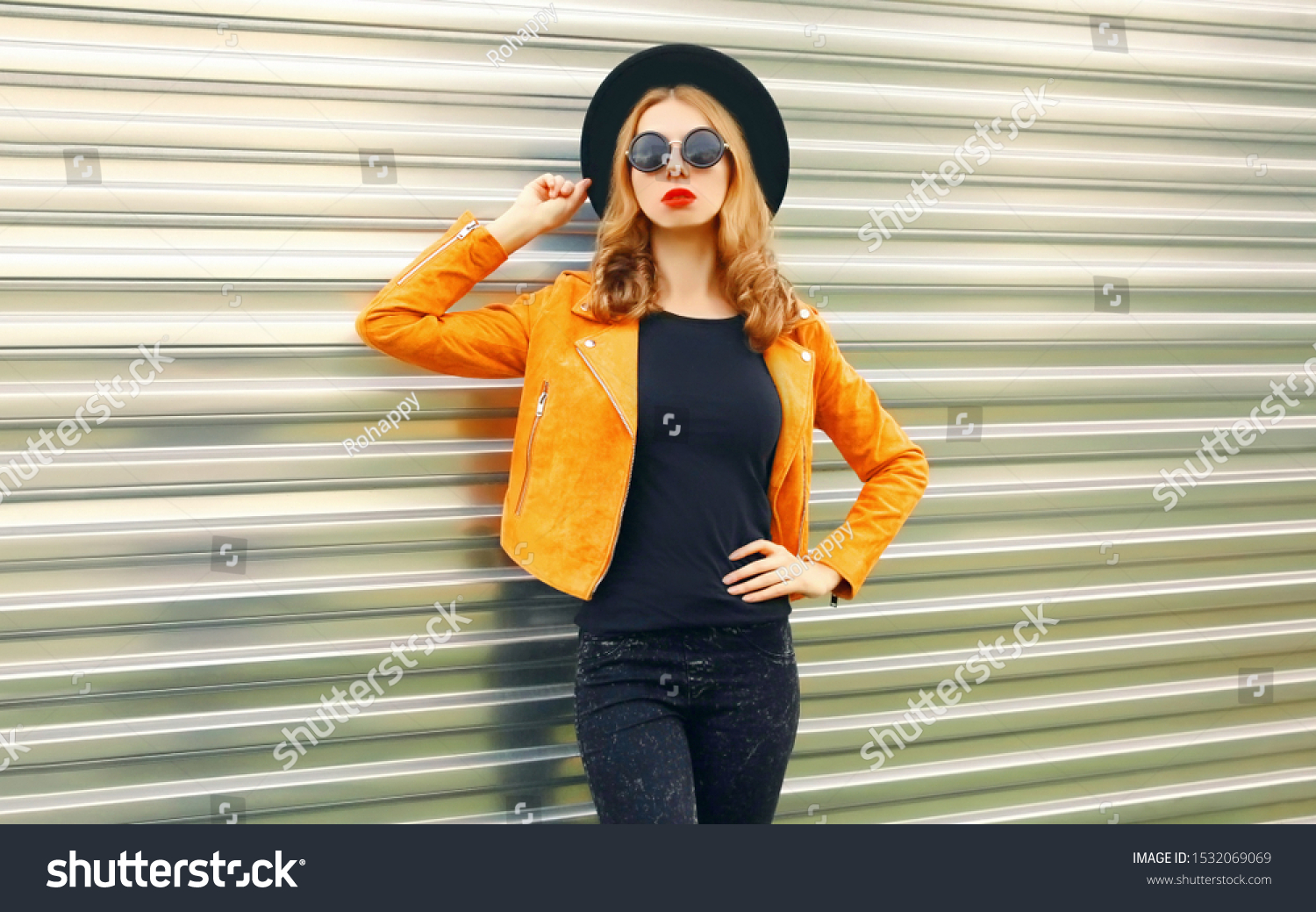 Stylish Woman Model Posing Wearing Yellow Stock Photo 1532069069 ...