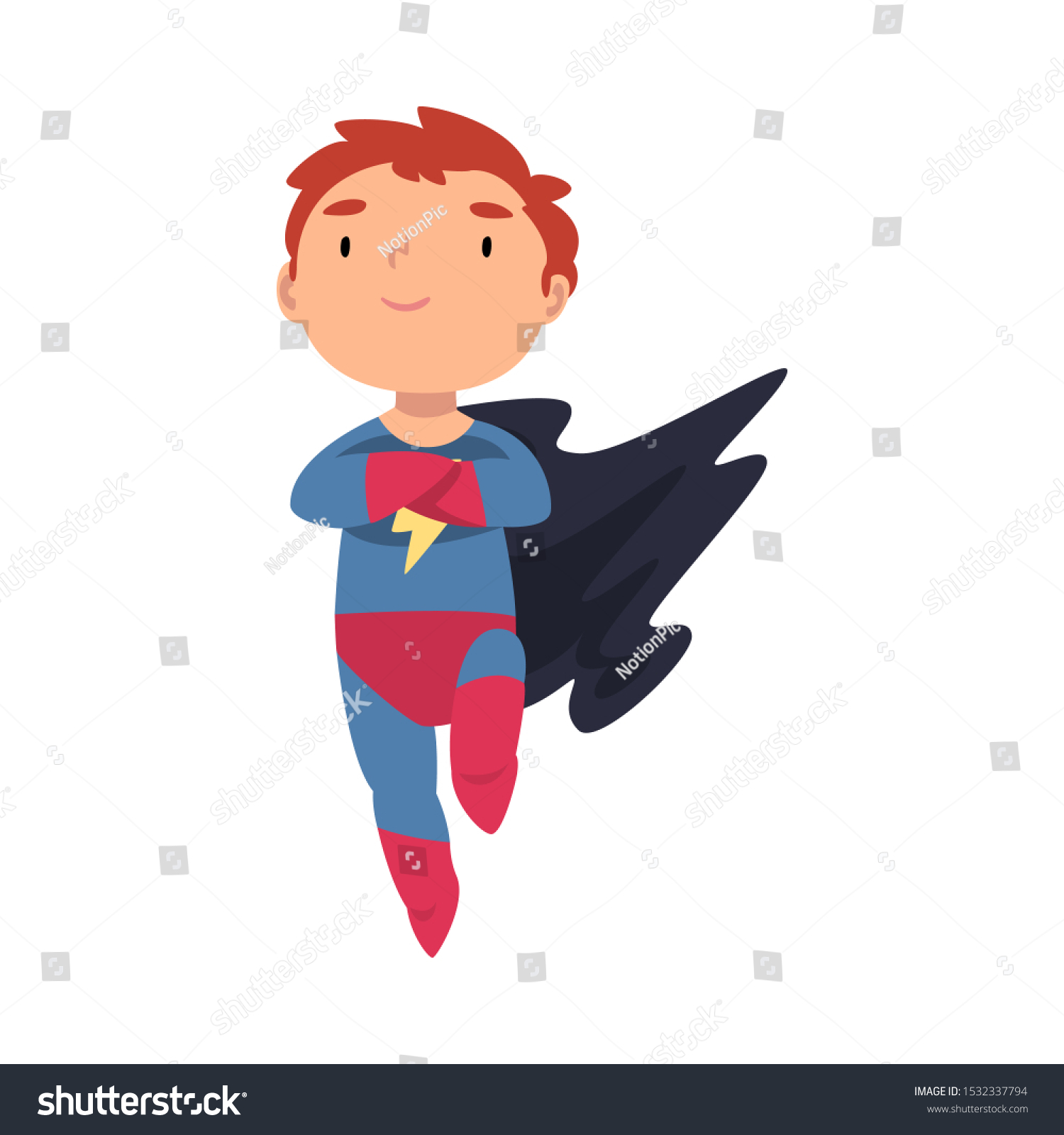 Boy Dressed Superhero Flight Cartoon Vector Stock Vector (Royalty Free ...