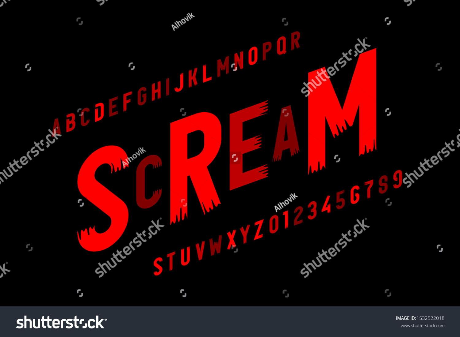 Scream Font Halloween Style Alphabet Letters Stock Vector (Royalty Free ...