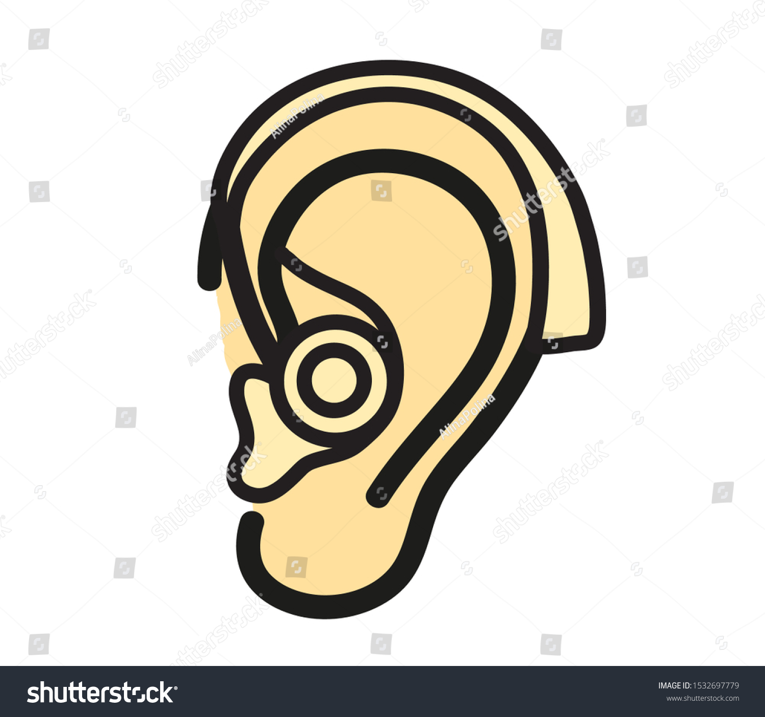 Ear Hearing Aid On White Background Stock Vector (Royalty Free ...