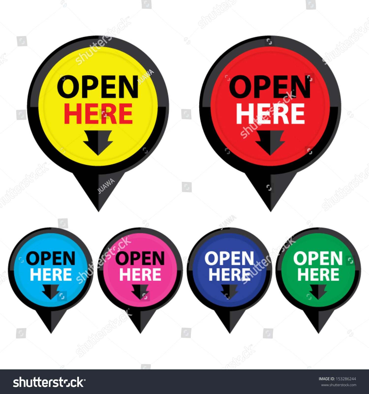 Open Here Sticker Label Symbol Sign Stock Vector Royalty Free