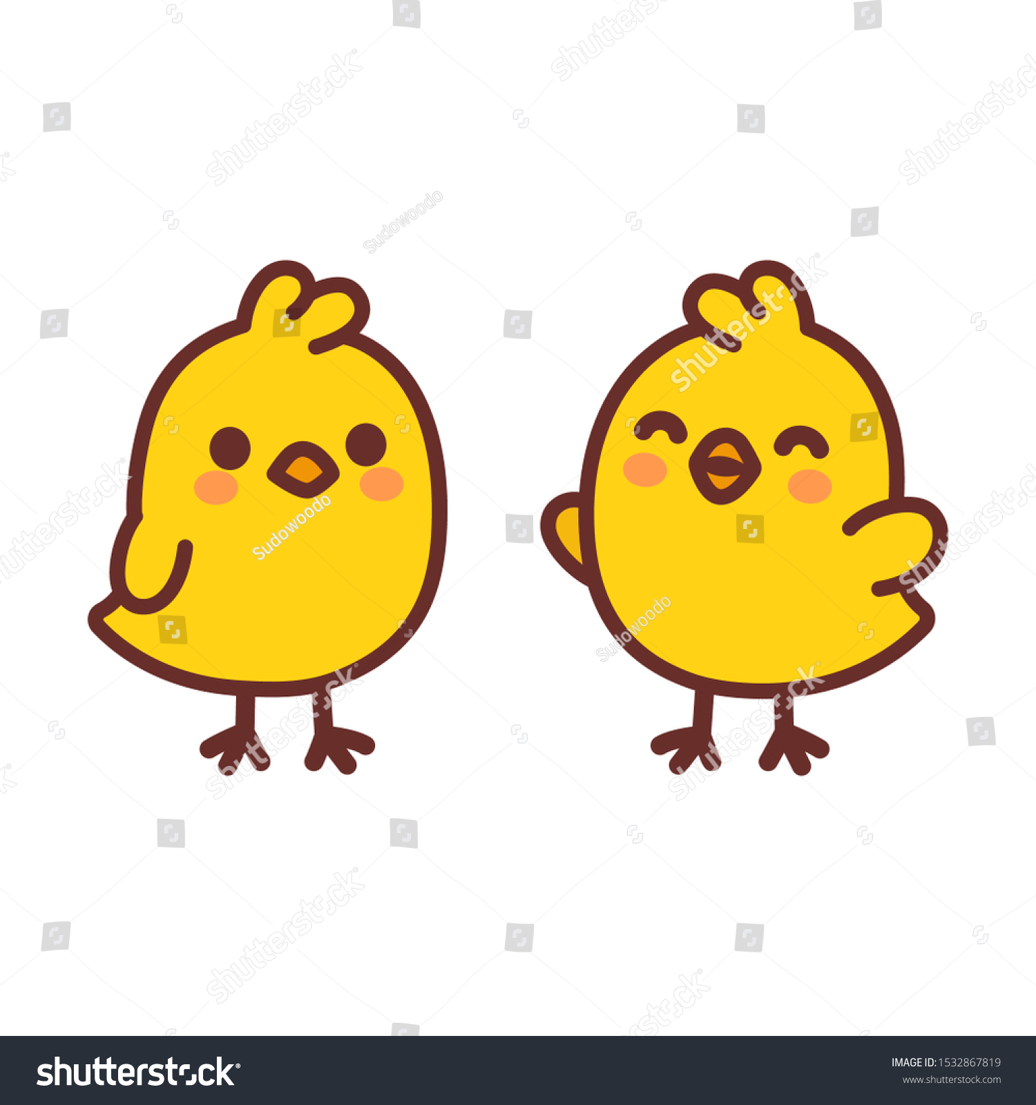 Cute Cartoon Baby Chickens Two Funny Stock Vector (Royalty Free ...