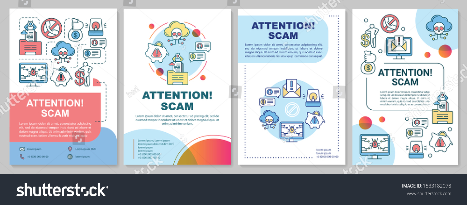 Attention Scam Brochure Template Fraud Warning Stock Vector (Royalty ...