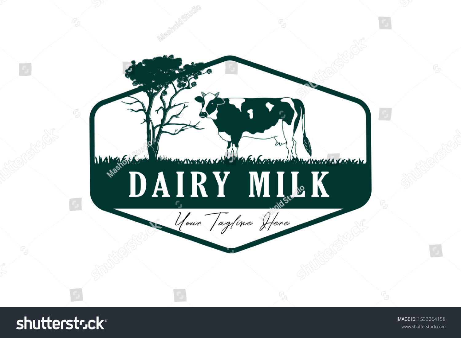 Cow Illustration Dairy Farm Logo Label Stock Vector (Royalty Free ...