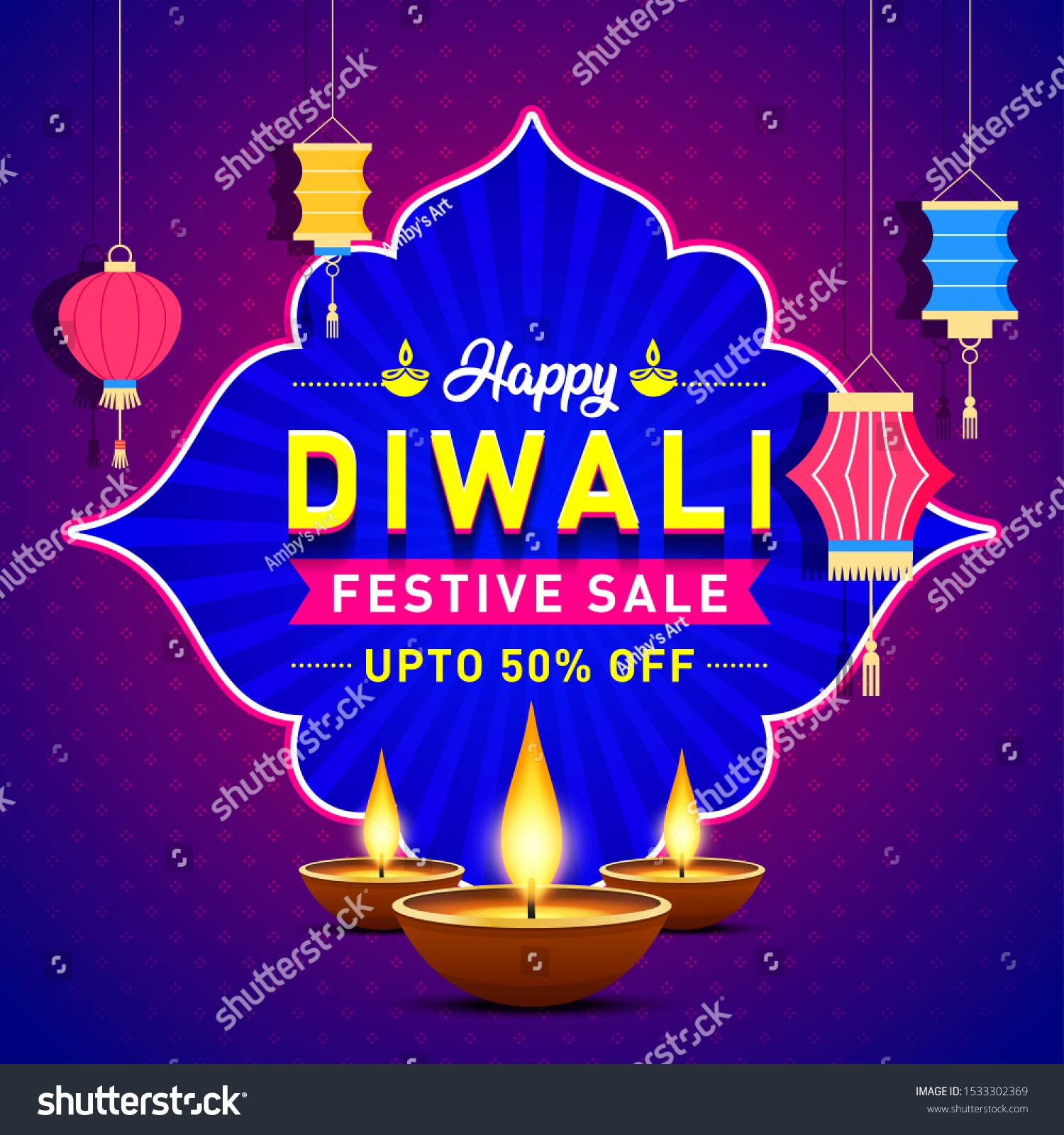 Happy Diwali Festive Sale Upto 50 Stock Vector (royalty Free 