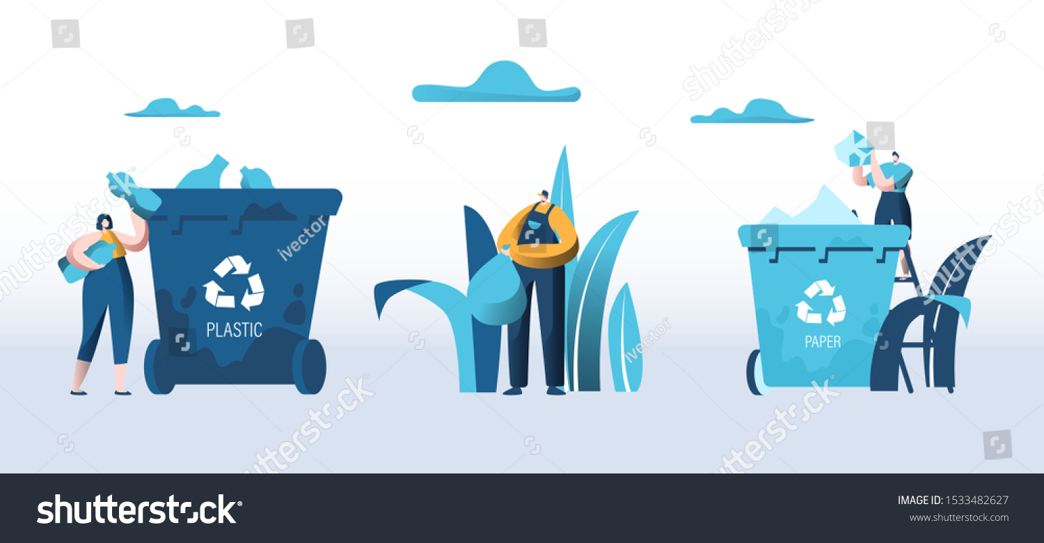 People Throw Garbage Into Containers Plastic Stock Vector (Royalty Free ...