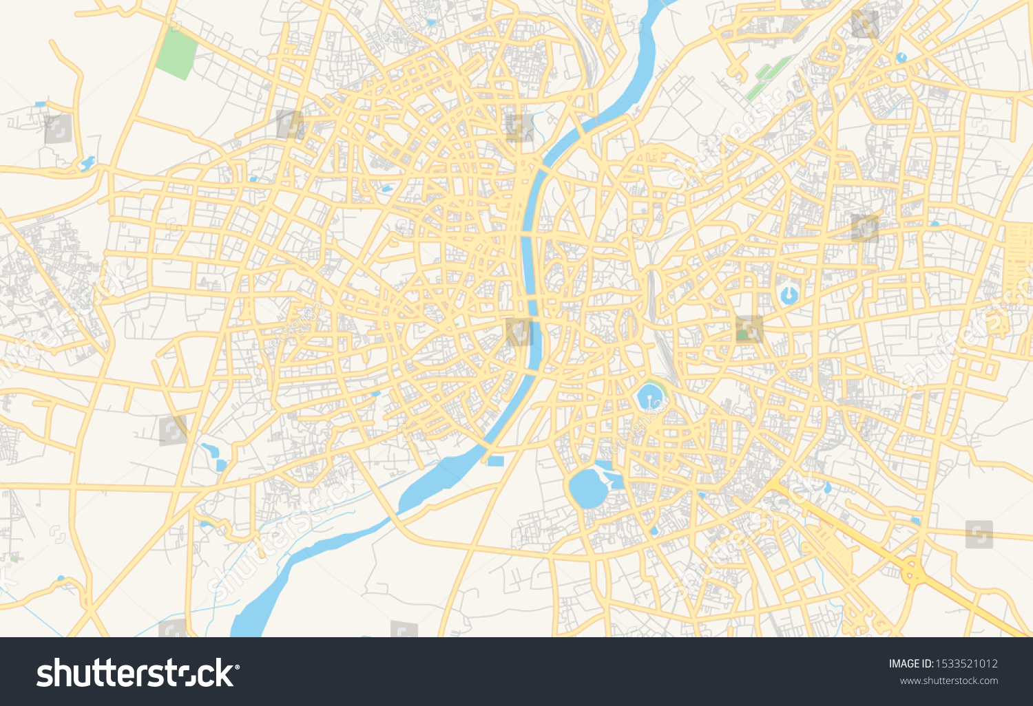 Printable Street Map Ahmedabad State Gujarat Stock Vector Royalty Free   Stock Vector Printable Street Map Of Ahmedabad State Gujarat India Map Template For Business Use 1533521012 