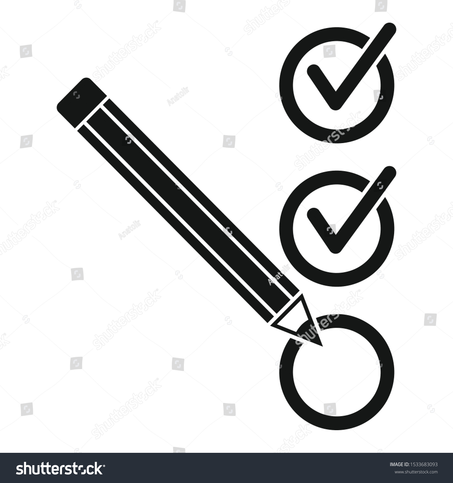 Pencil Check Mark Icon Simple Illustration Stock Vector (Royalty Free ...