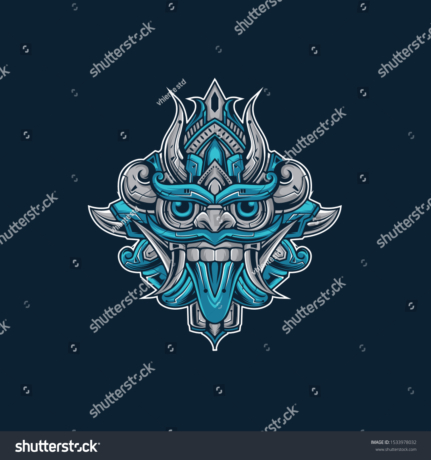 Illustration Barong Bali Indonesia Cyborg Style Stock Vector (Royalty ...