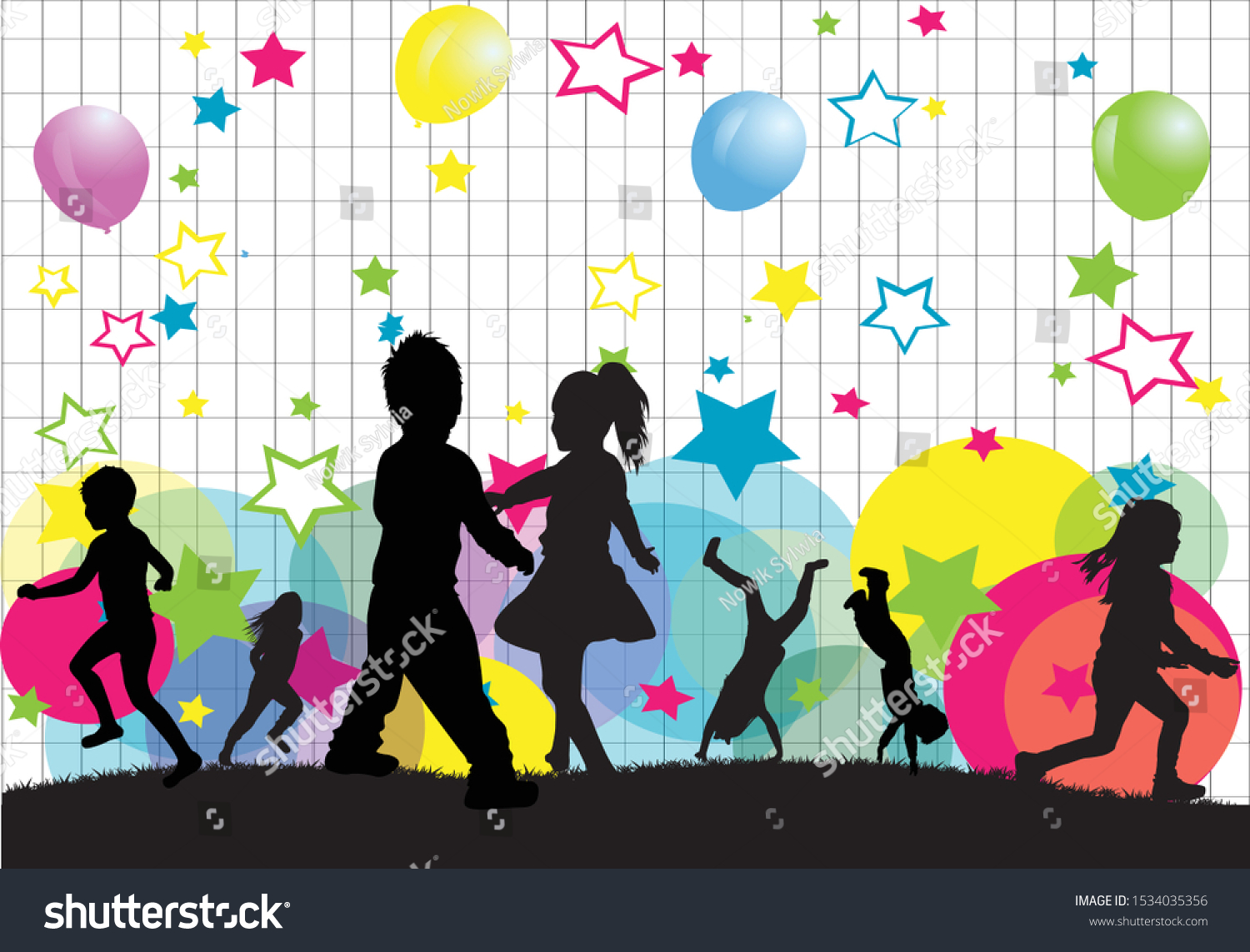 Vector Silhouette Children Abstract Background Stock Vector (Royalty ...