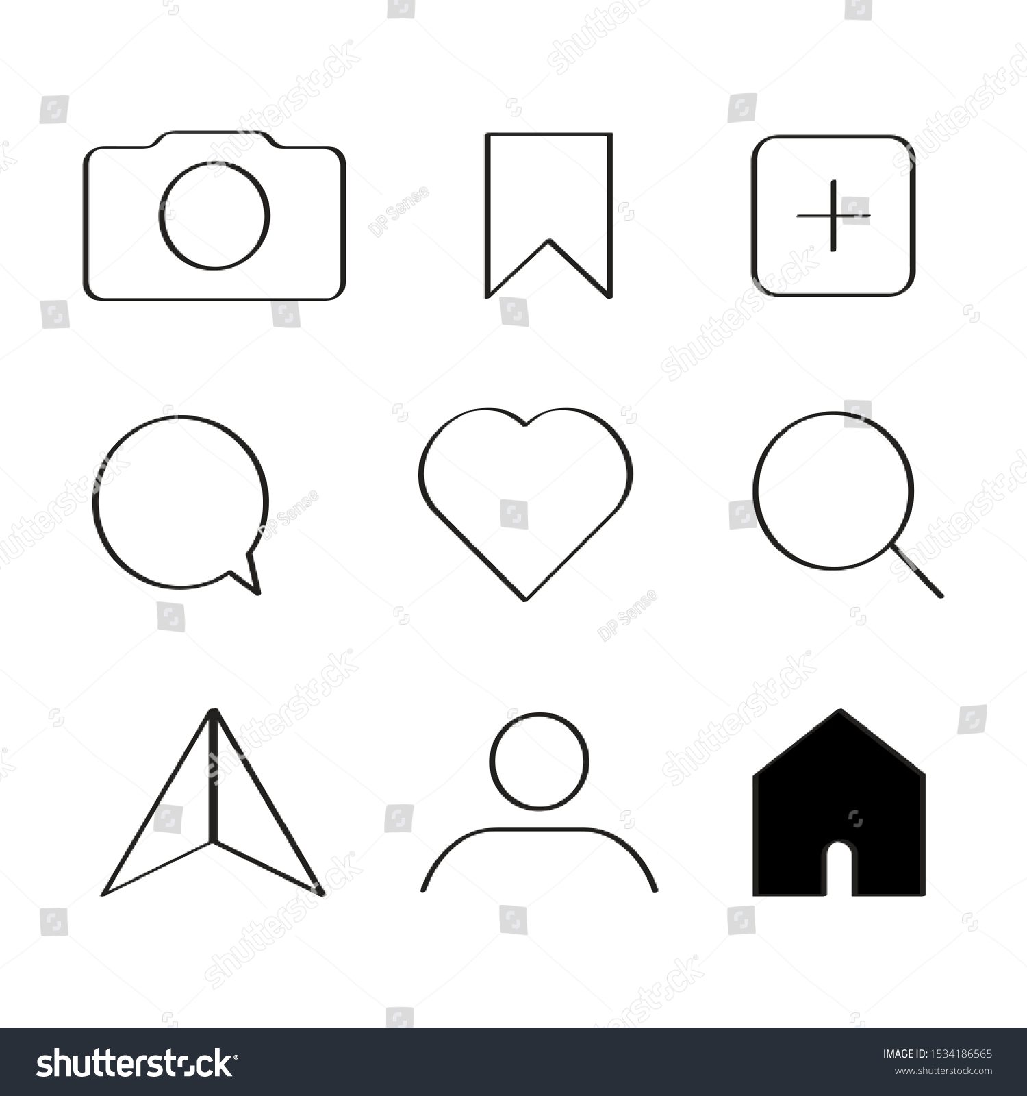 Social Media Interface Set Buttons Linear Stock Vector (royalty Free 