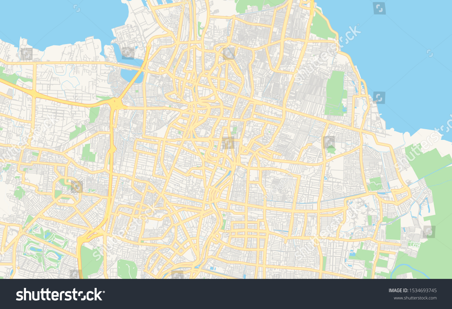 Printable Street Map Surabaya Province East Stock Vector (Royalty Free ...