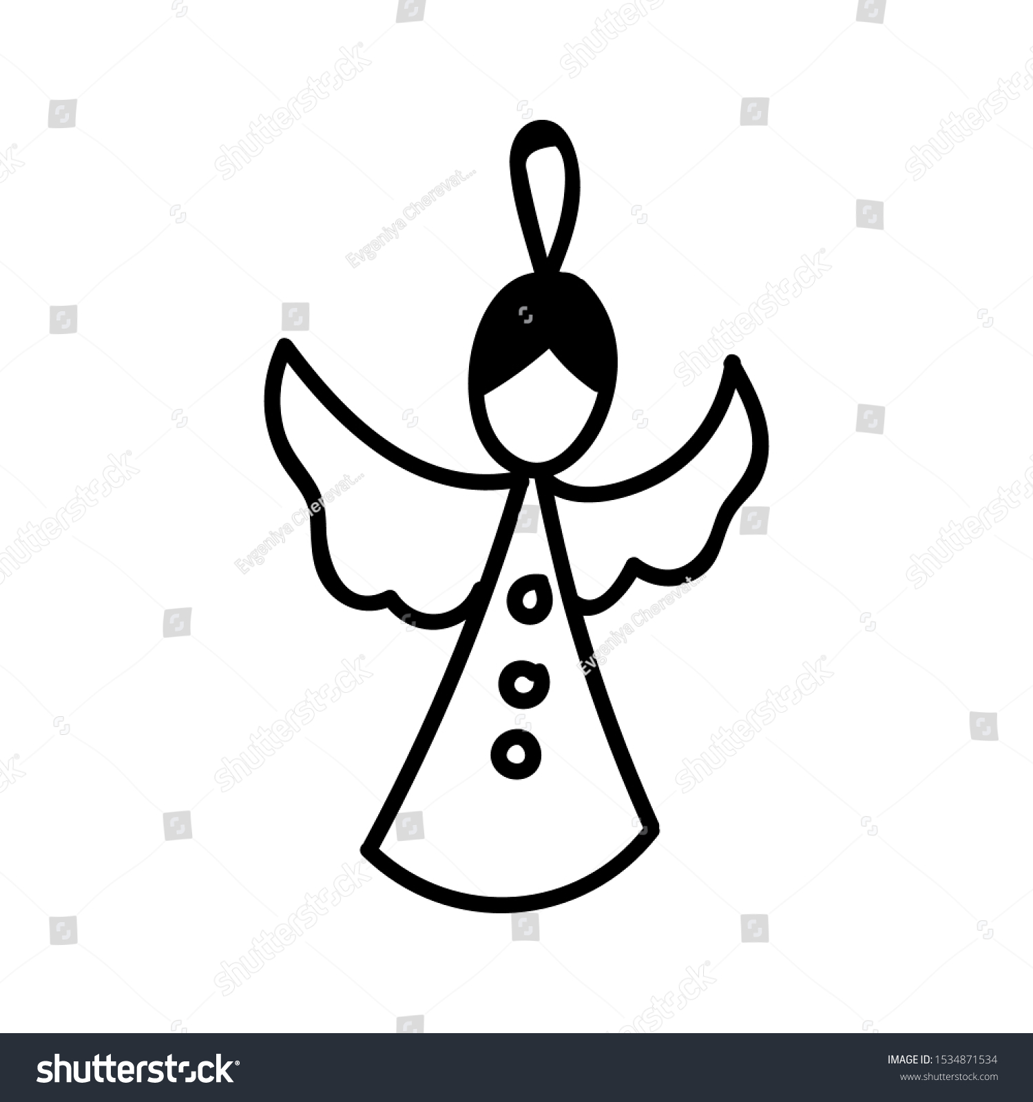 Vector Illustration Flying Angel Christmas Tree Stock Vector (Royalty ...