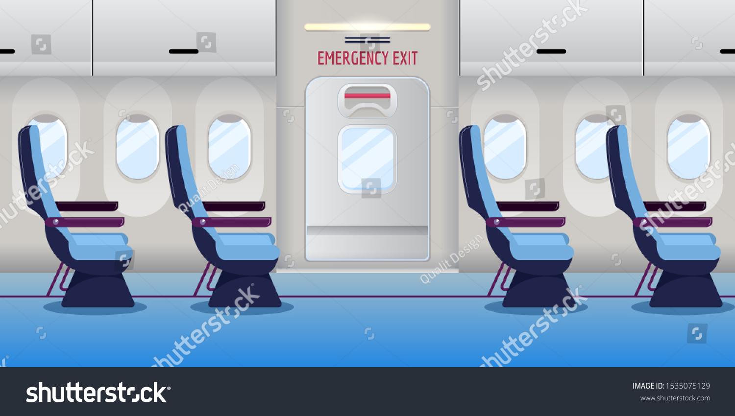 Airplane Inside Empty Plane Interior Emergency Stock Vector (royalty 