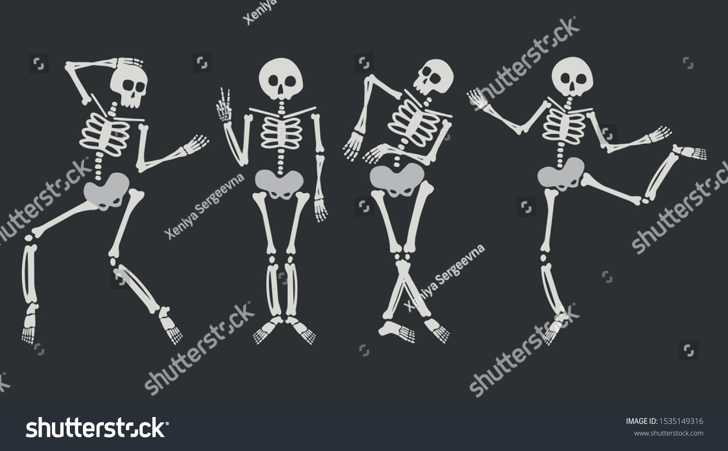 Design Dancing Skeletons On Black Background Stock Vector (Royalty Free ...