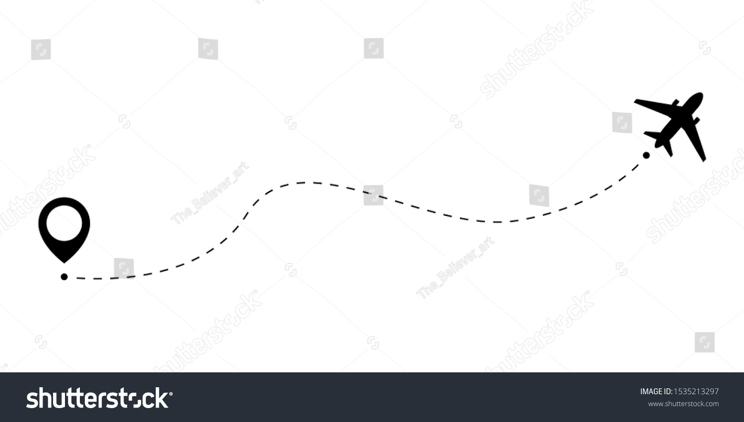 Plane Follows Dotted Line Start Point Stock Vector (Royalty Free ...