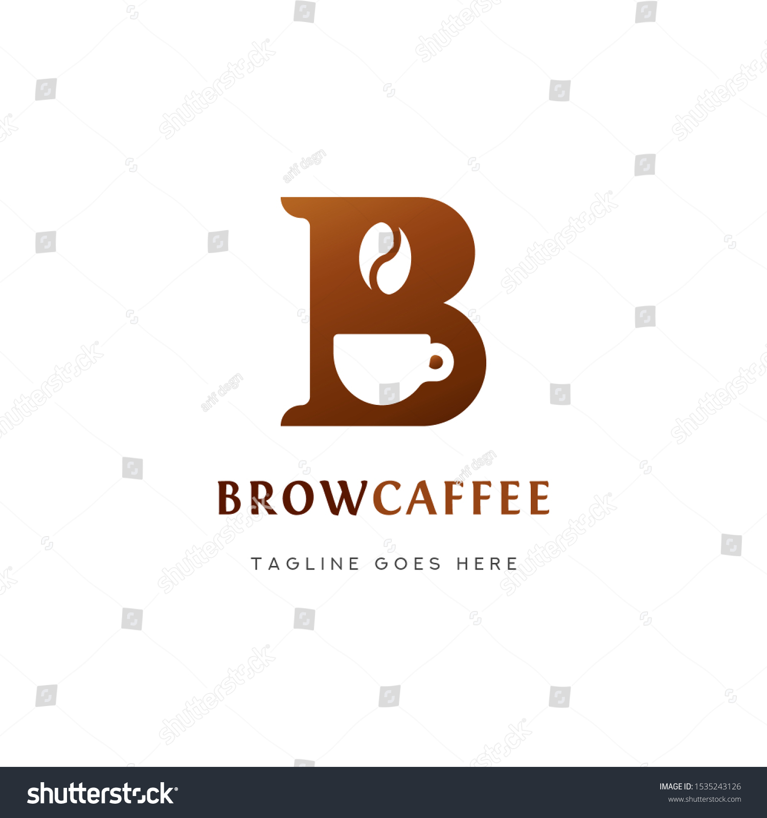 Abstract Letter B Brow Coffee Logo Stock Vector (Royalty Free ...