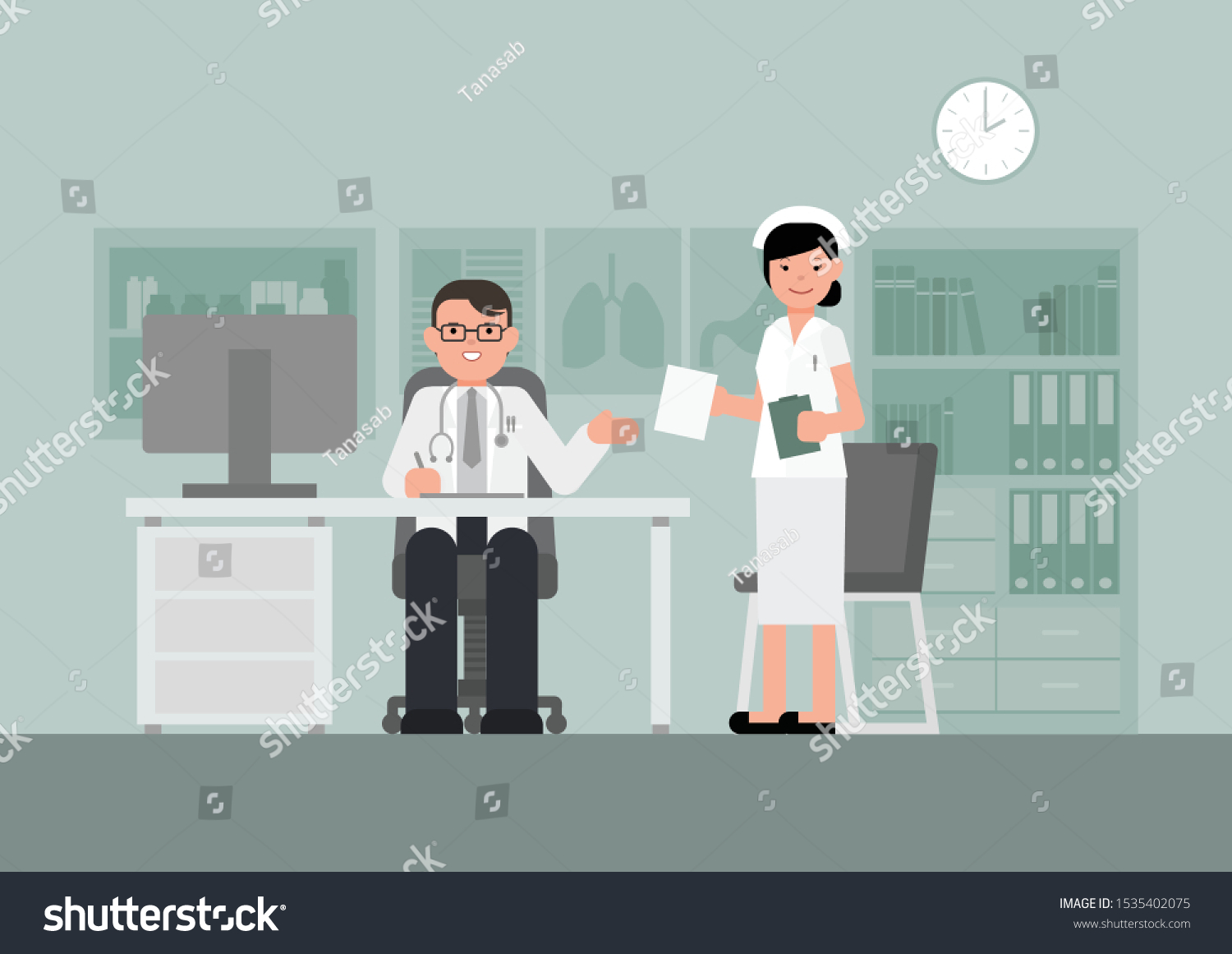 Medicine Concept Doctor Nurse Hospital Room Stock Vector (Royalty Free ...