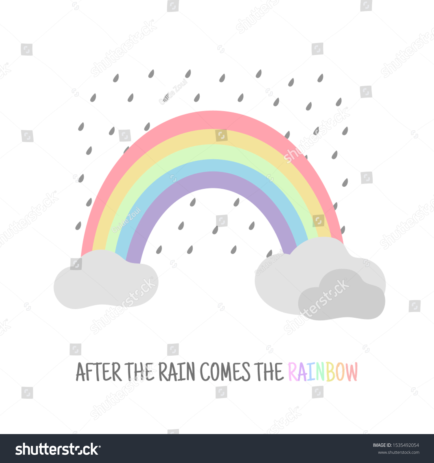 Rainbow Clouds After Rain Comes Rainbow Stock Vector (Royalty Free ...