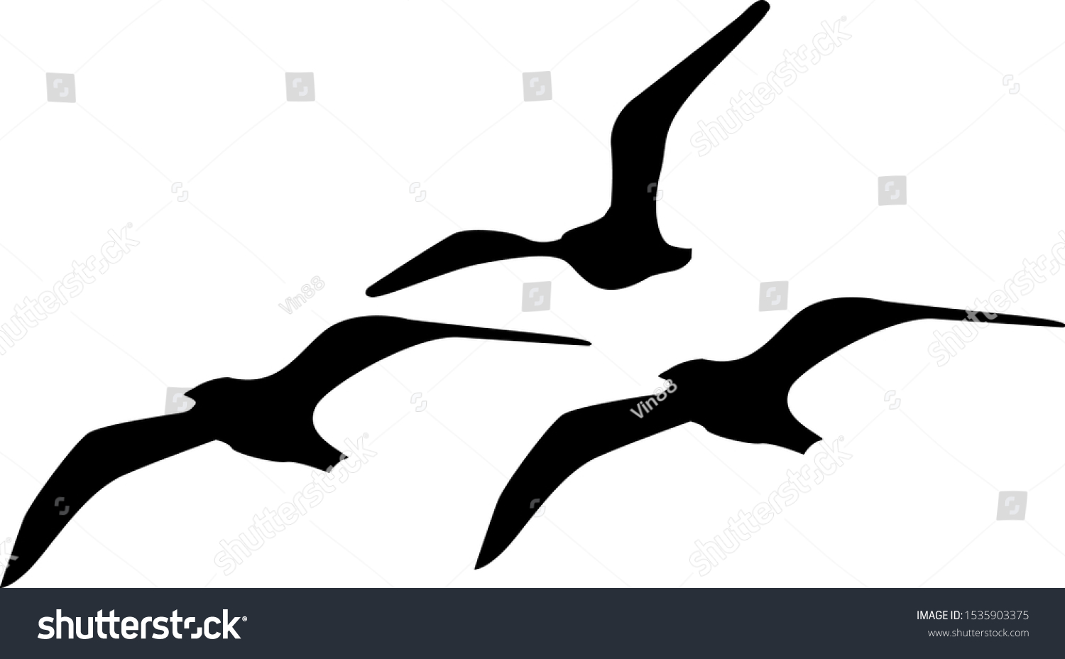 Three Silhouette Bird Vector Seagull Stock Vector (Royalty Free ...