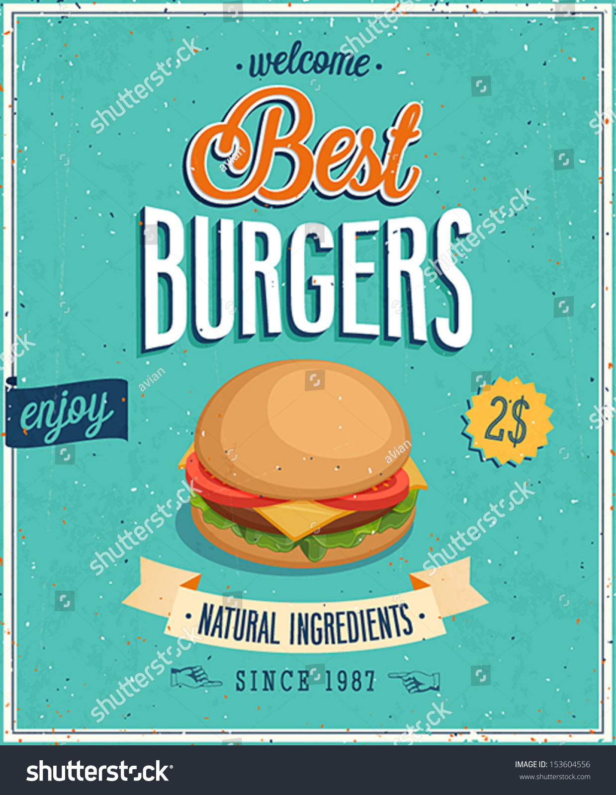 Vintage Burgers Poster Vector Illustration Stock Vector (Royalty Free ...