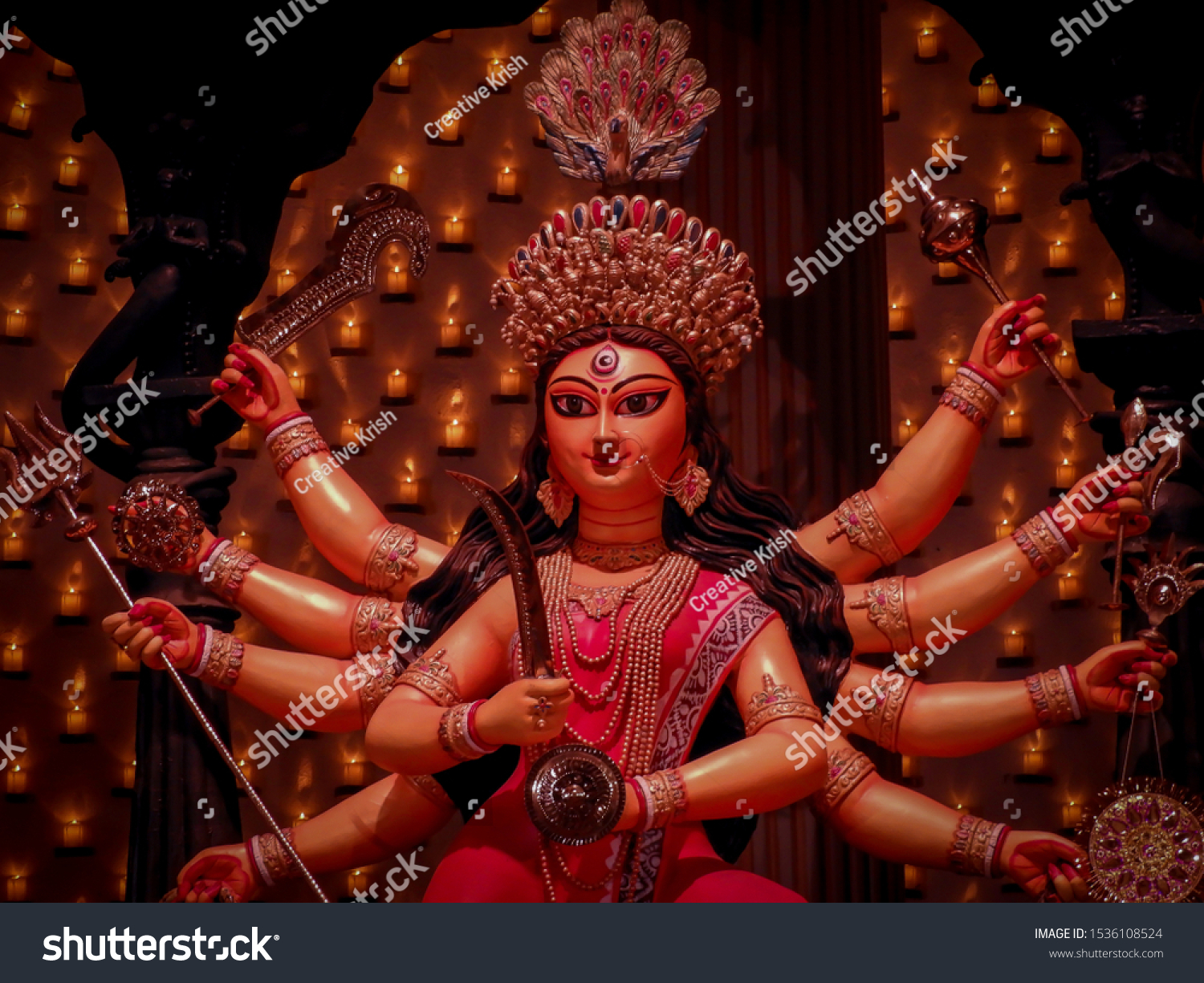 Non Conventional Durga Idol Theme Durga Stock Photo 1536108524 