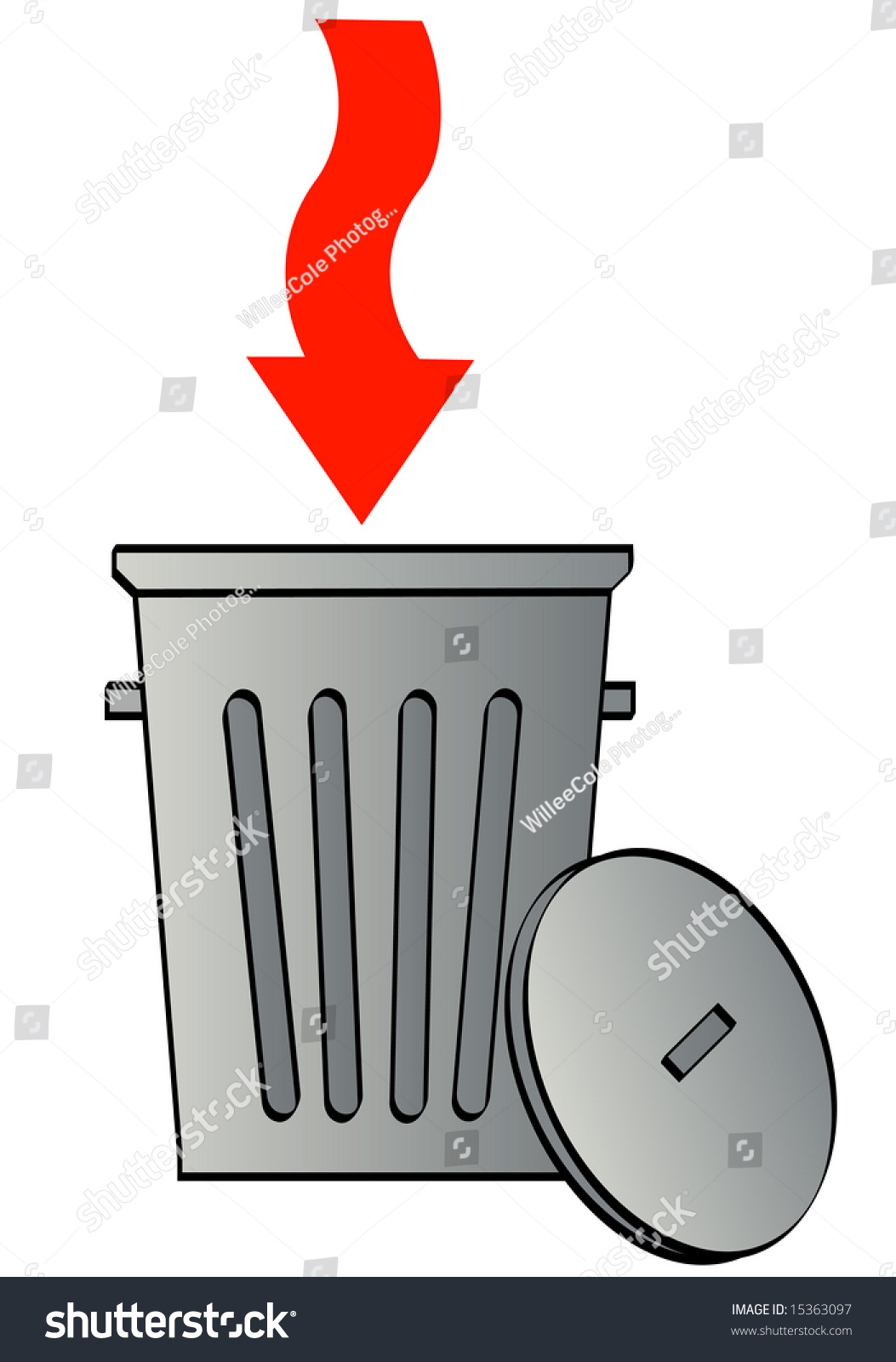 Trash Can Red Arrow Pointing Garbage Stock Vector (Royalty Free