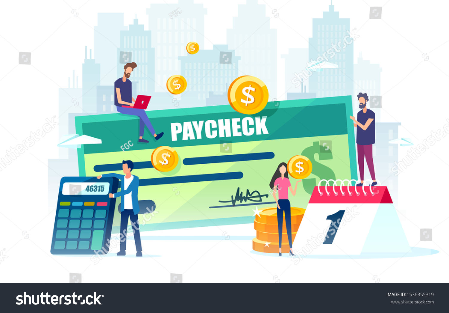 Salary Payroll Concept Vector Employees Calendar Stock Vector (Royalty ...