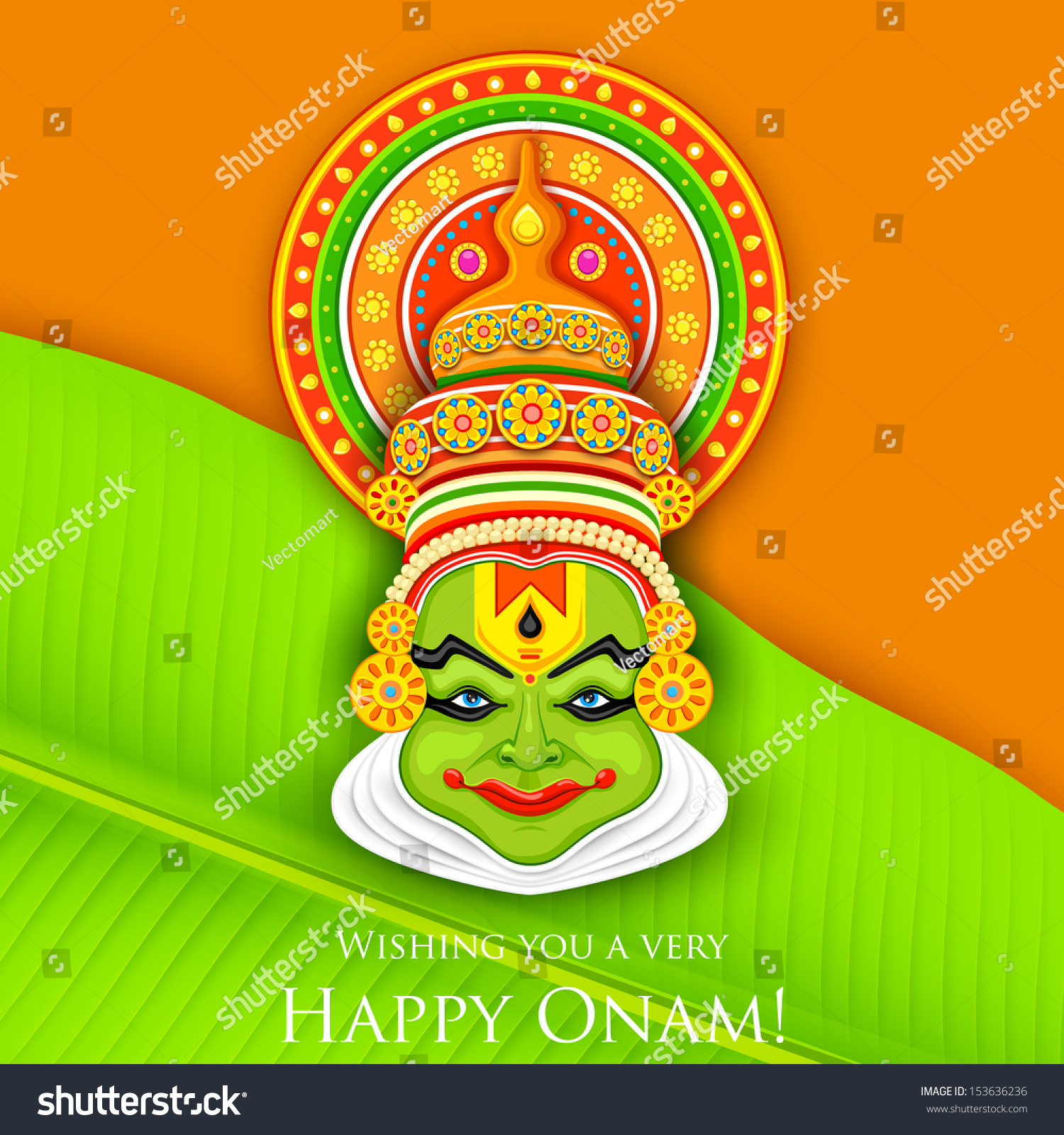 Illustration Colorful Kathakali Dancer Face Onam Stock Vector (Royalty ...