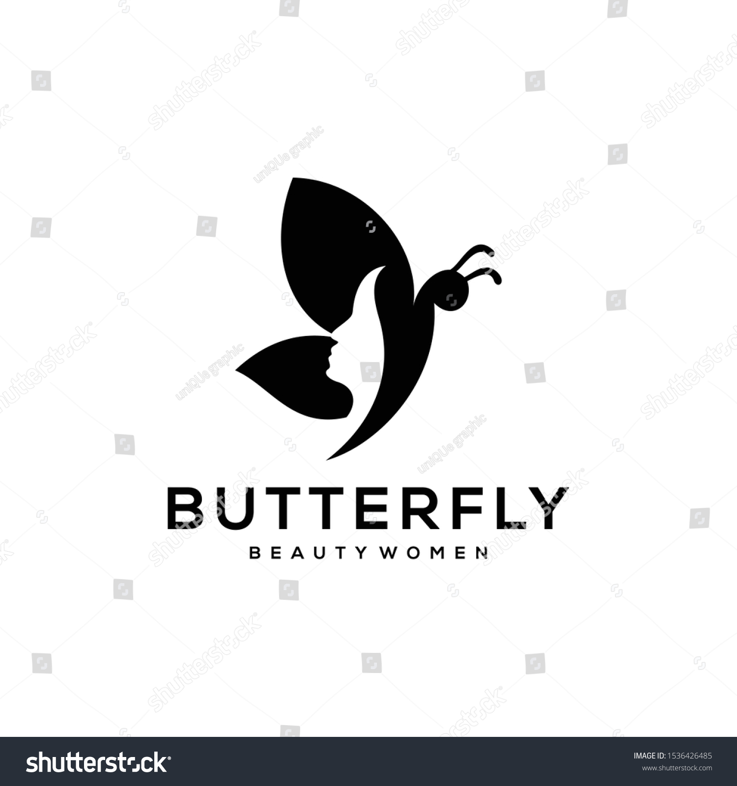 Illustration Beautiful Women Butterfly Logo Design Stock Vector ...