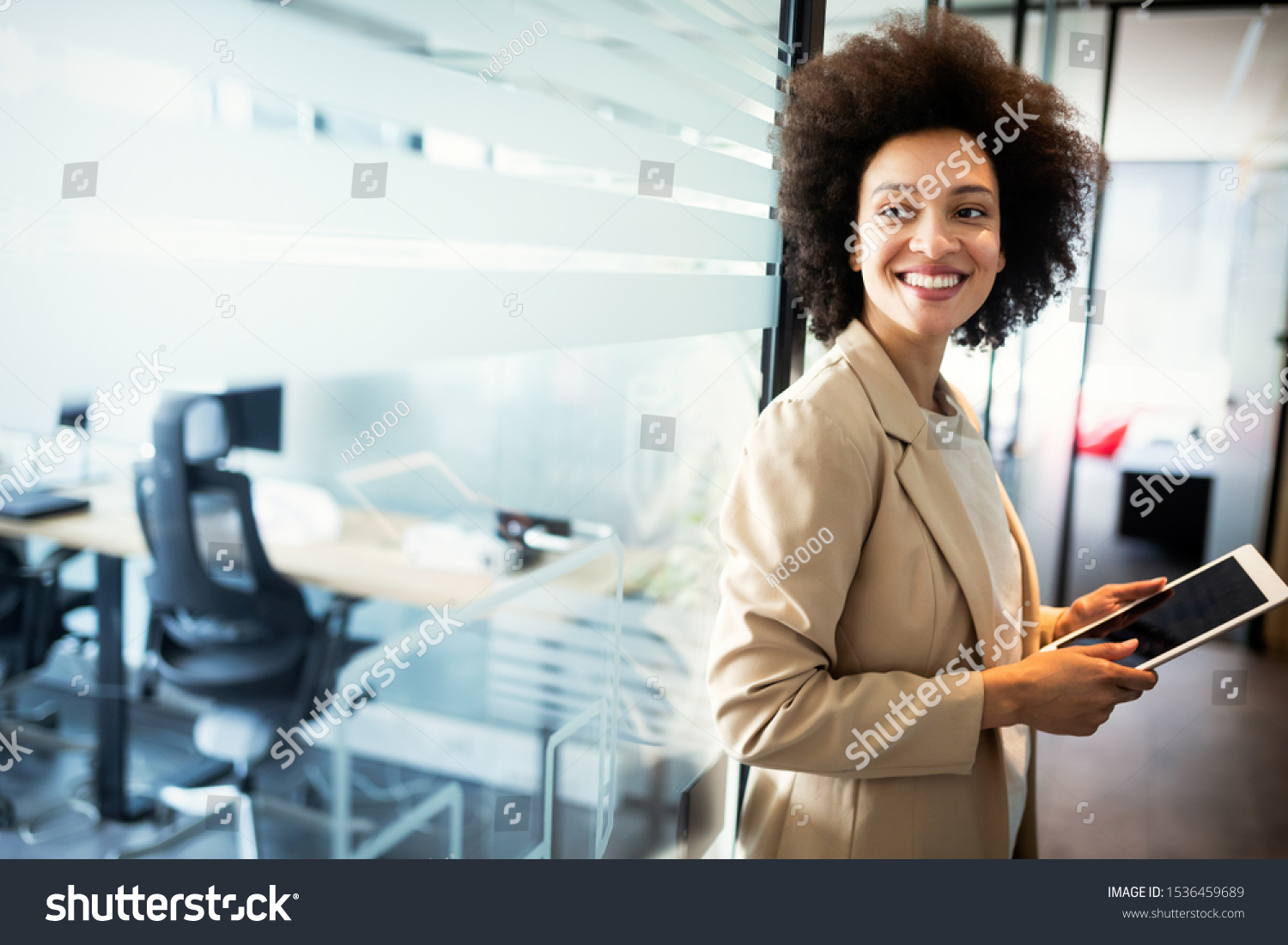 Portrait Attractive Young African Businesswoman Smiling Stock Photo ...