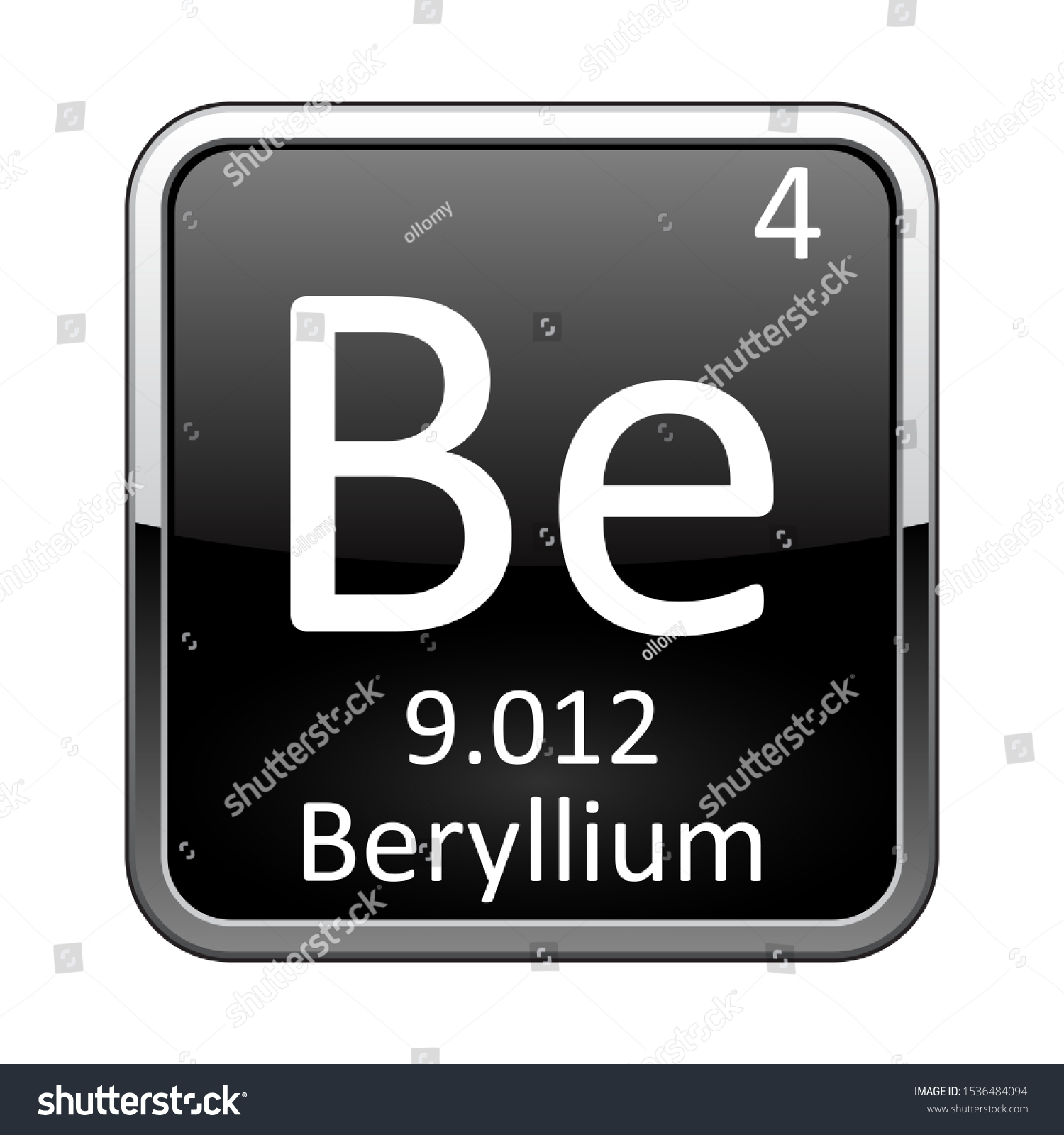 Beryllium Symbolchemical Element Periodic Table On Stock Vector ...